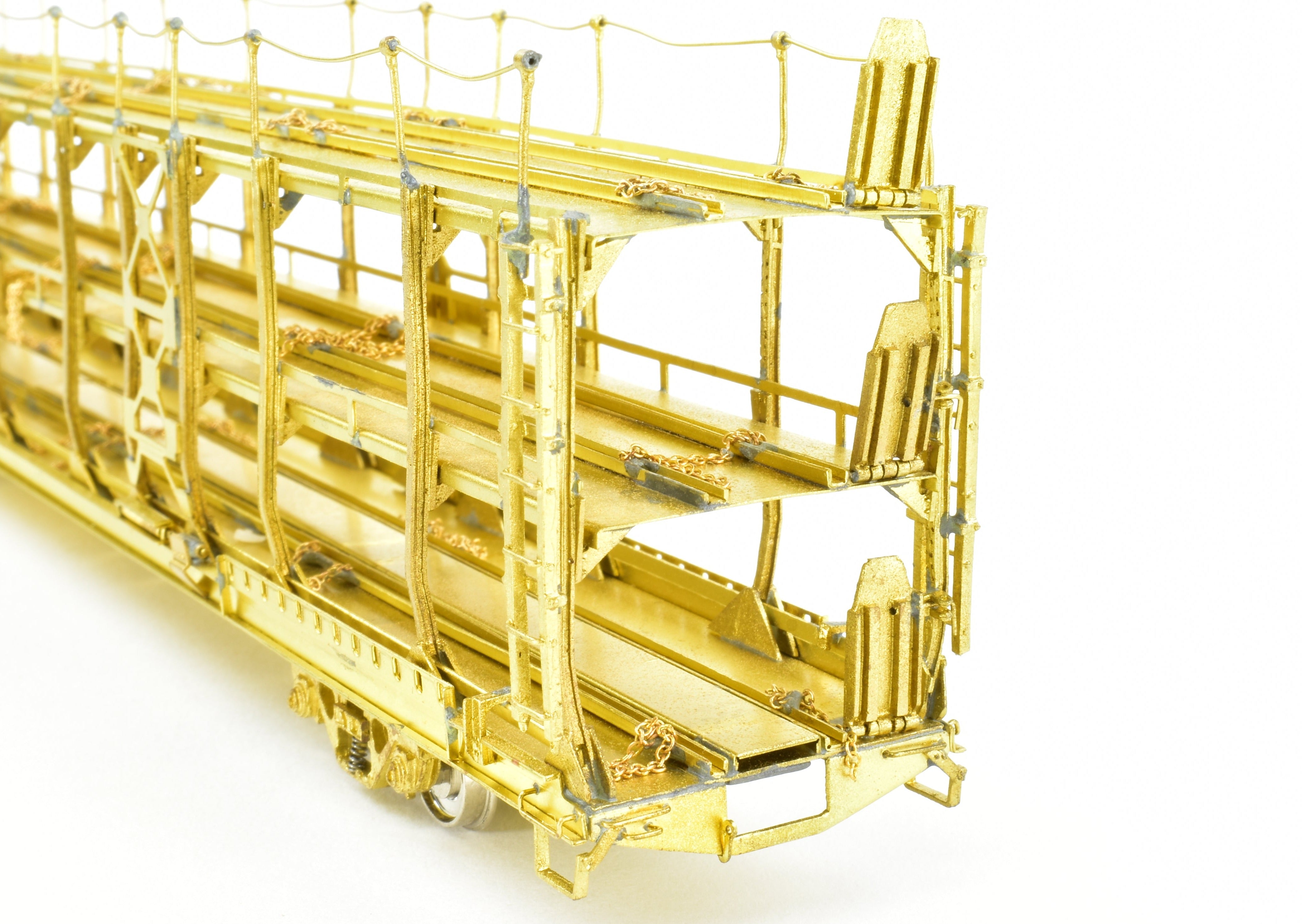 HO Brass OMI Overland Models Whitehead-Kales Tri-Level Auto Rack, 1987 Run