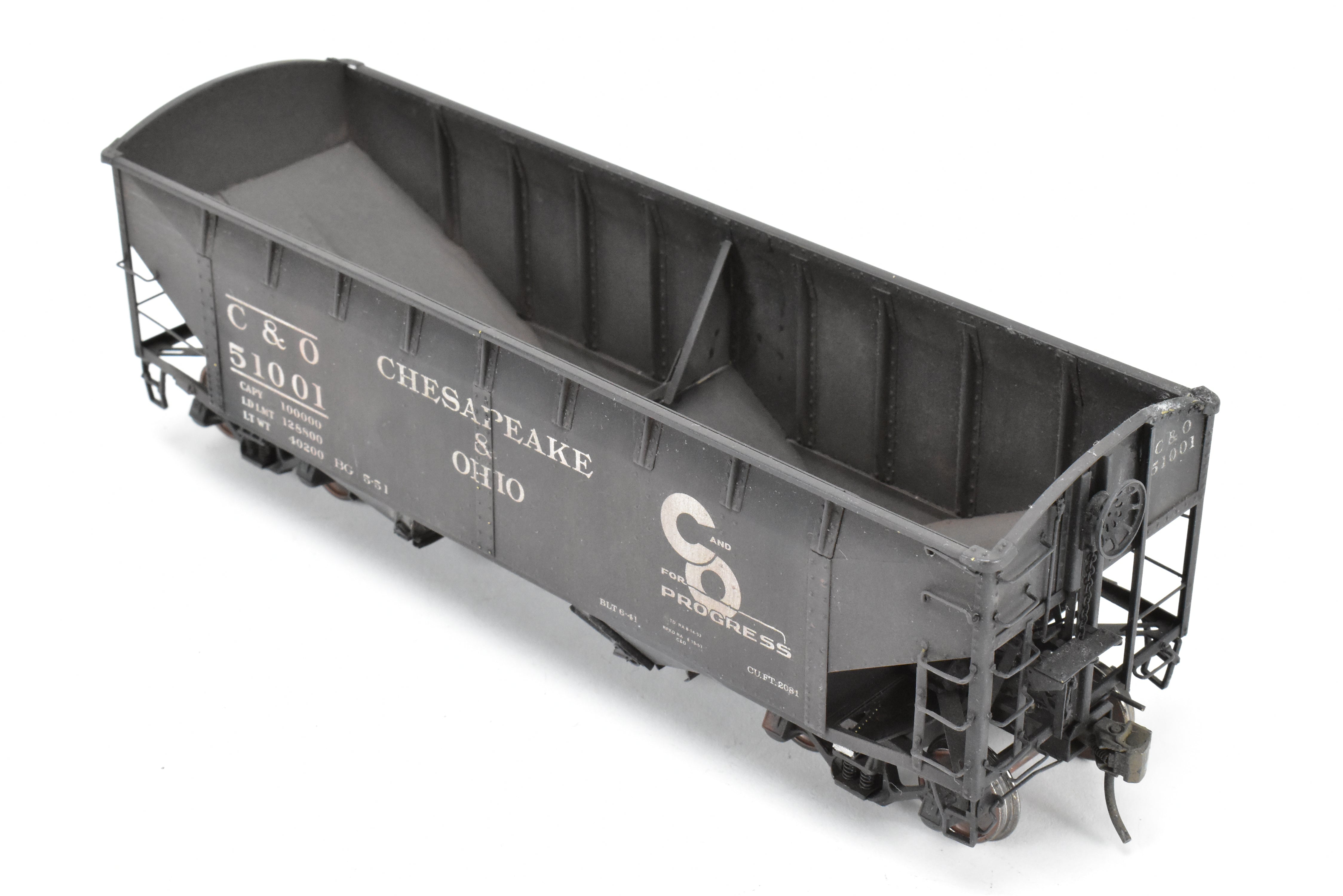 O Scale Model Train - Brass US Hobbies Chesapeake & Ohio (C&O) USRA 2 Bay Hopper, Custom Painted with Number 51001, No Original Packaging