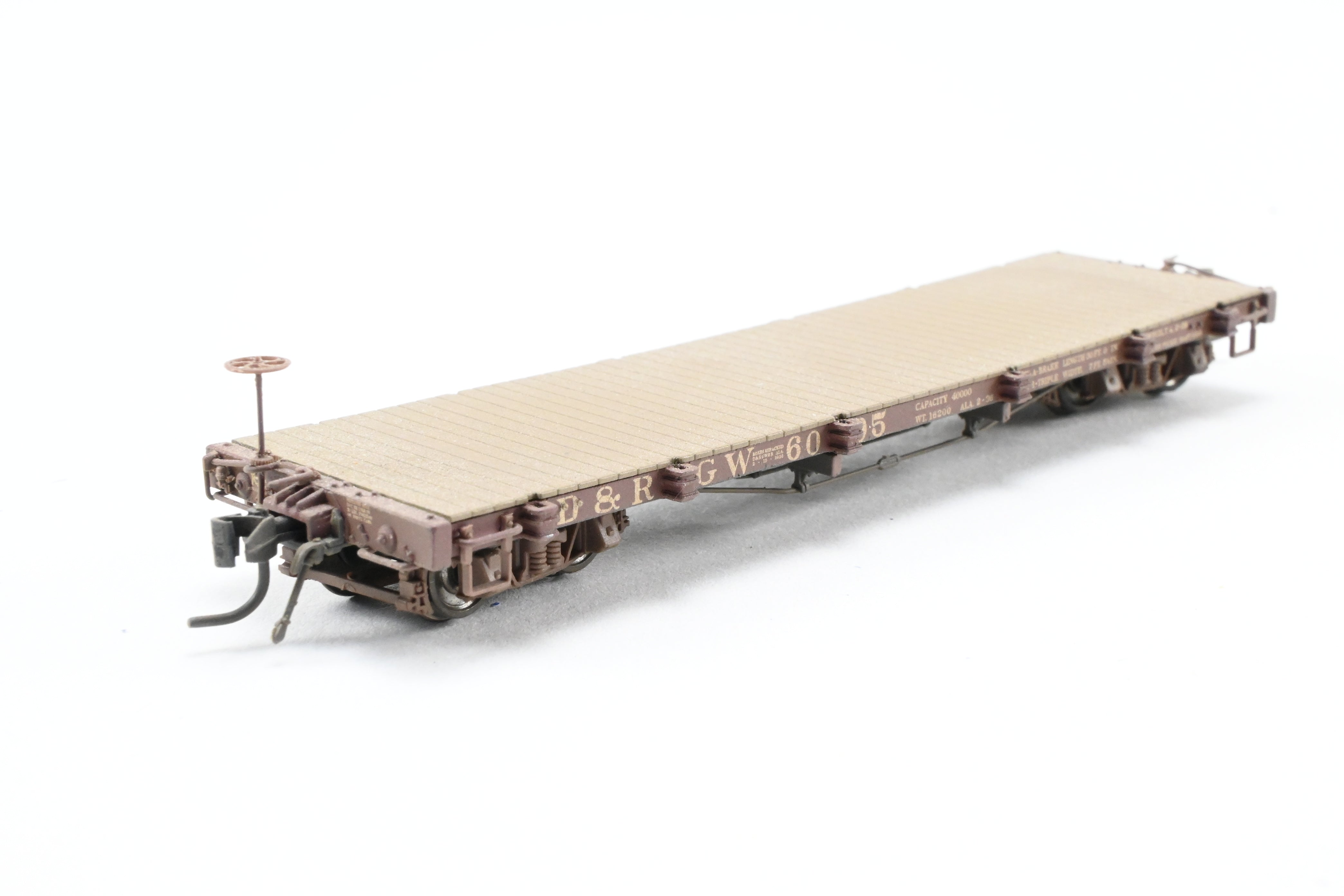 HOn3 Scale Model Train - Blackstone Models D&RGW Denver & Rio Grande Western 30’ Weathered Flat Car No. 6095