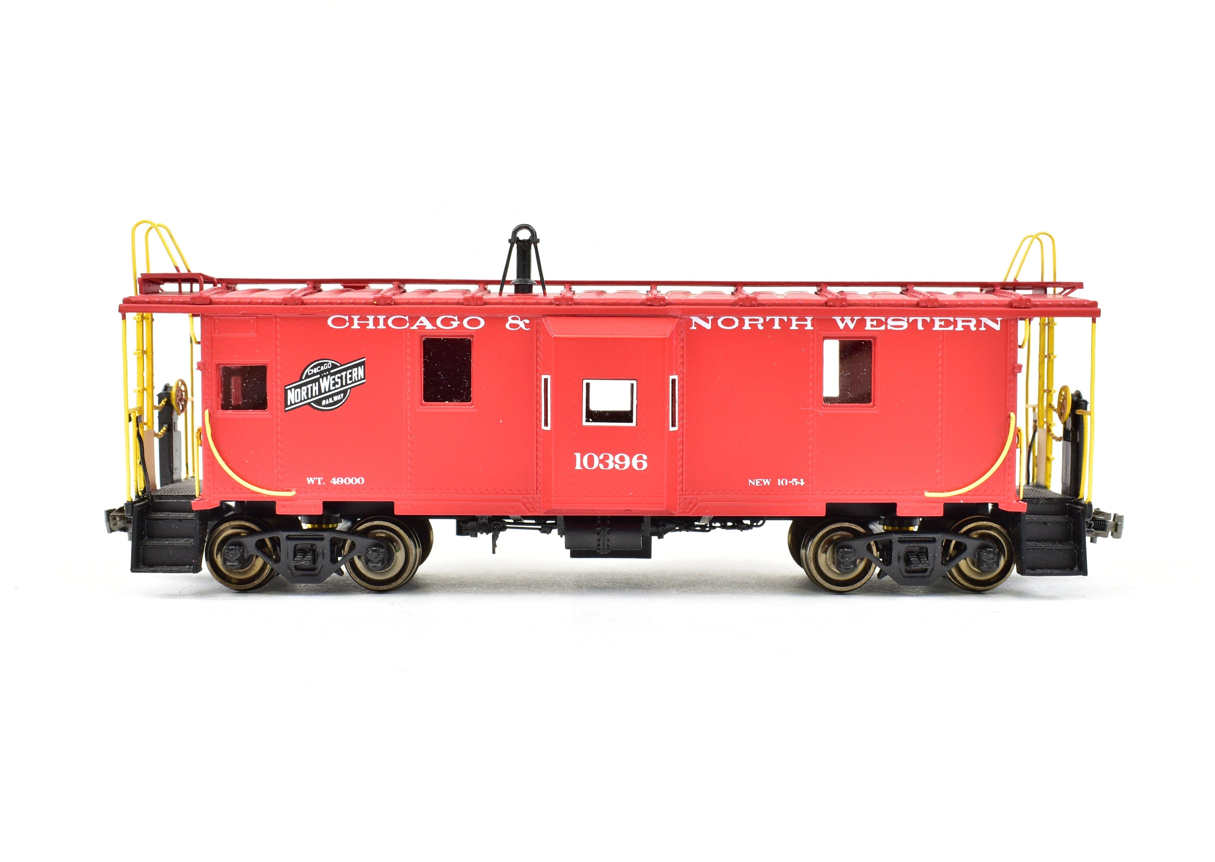 HO Scale Brass OMI - Overland Models, Inc. Chicago & North Western Steel Bay Window Caboose with Factory - Painted Bright Red Finish