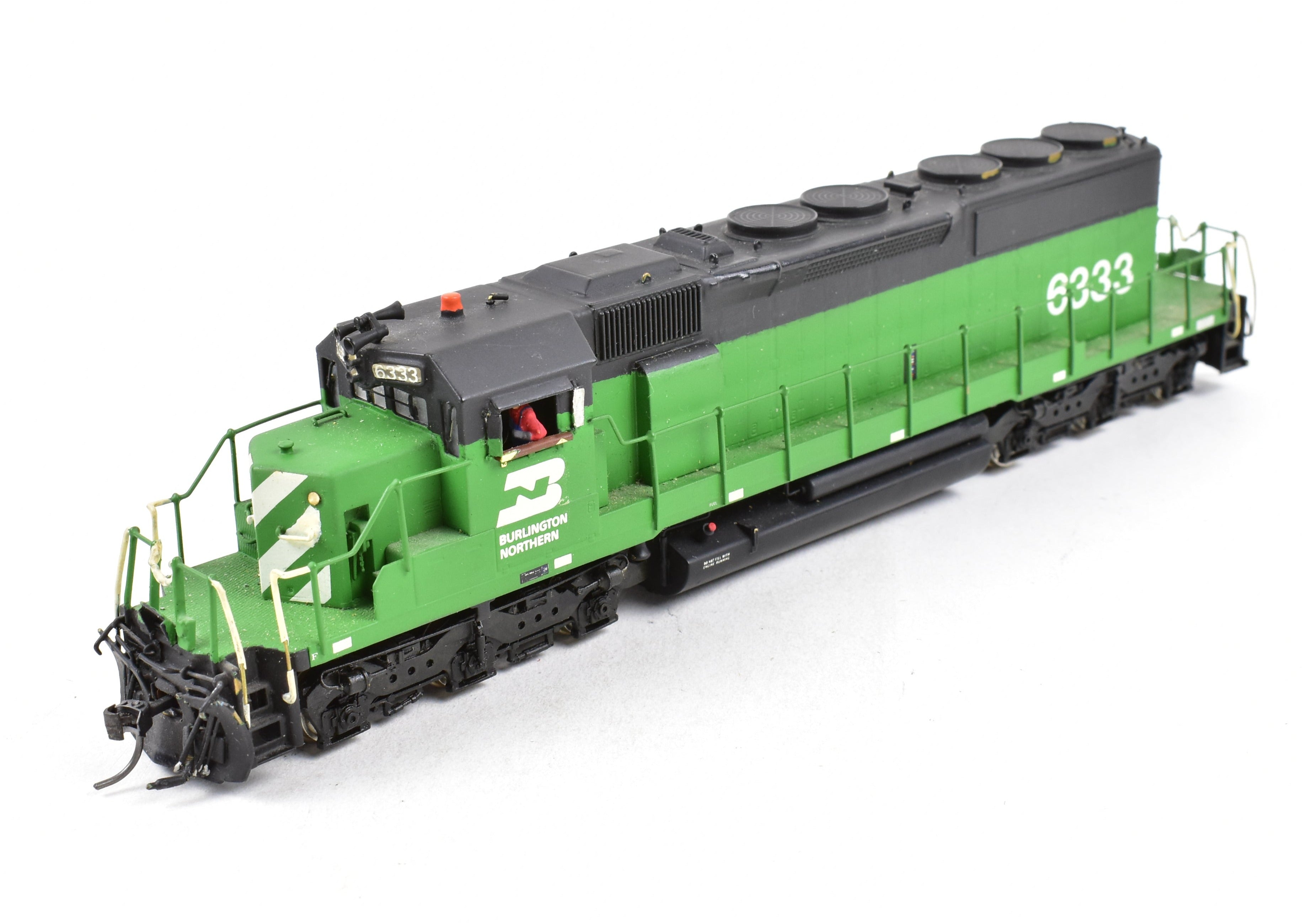 HO Scale Brass Alco Models Burlington Northern EMD SD40 - 2 Diesel Locomotive with Custom Painting and Incorrect Packaging Box