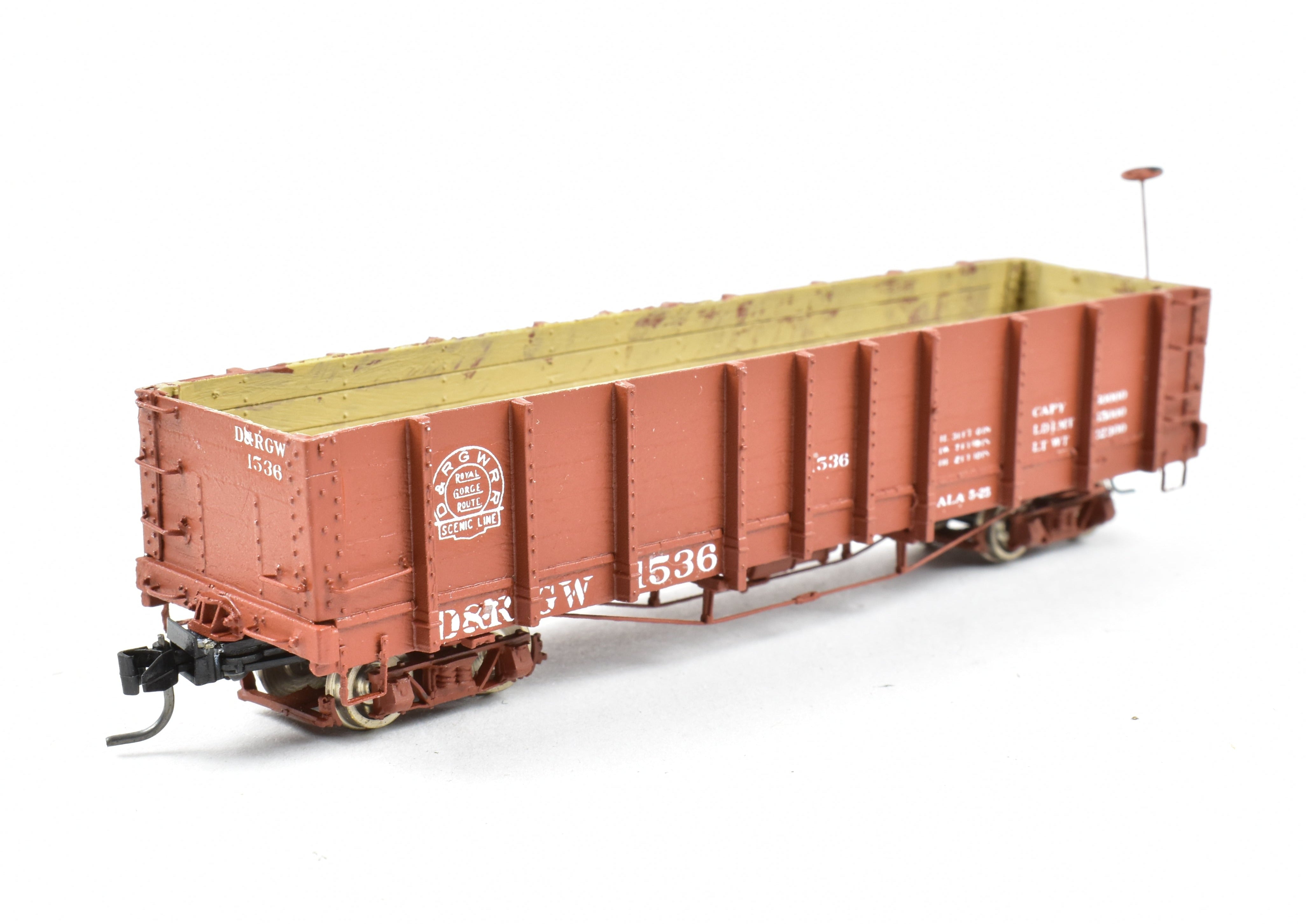 1930s HOn3 Scale Pro - Built Denver & Rio Grande Western (D&RGW) Gondola Model by Leadville Supply Company, Herald #1536