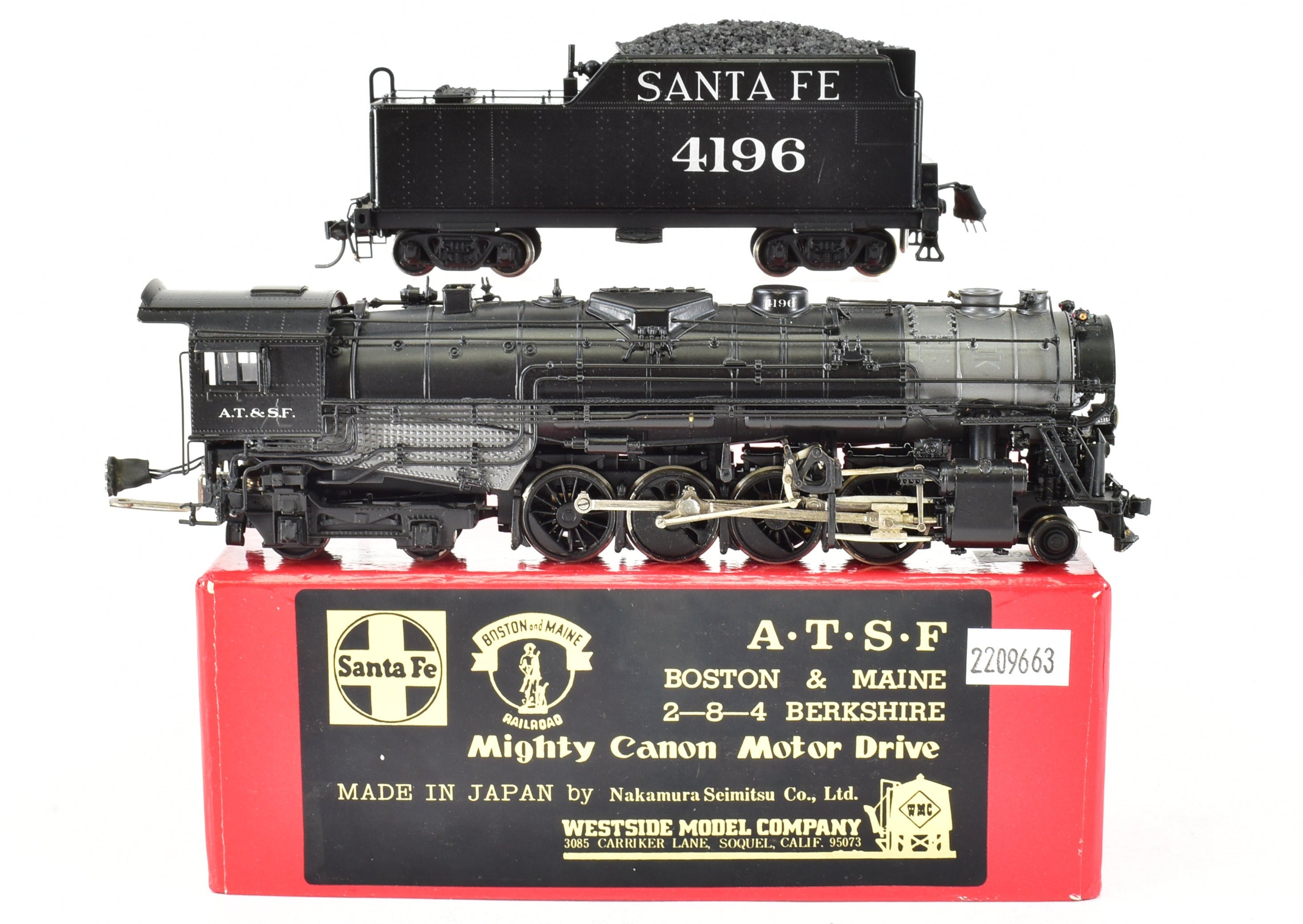 HO Scale Brass Westside Model Co. ATSF - Santa Fe 2-8-4 Berkshire Custom Painted Locomotive with Digitrax DCC for Model Train Enthusiasts