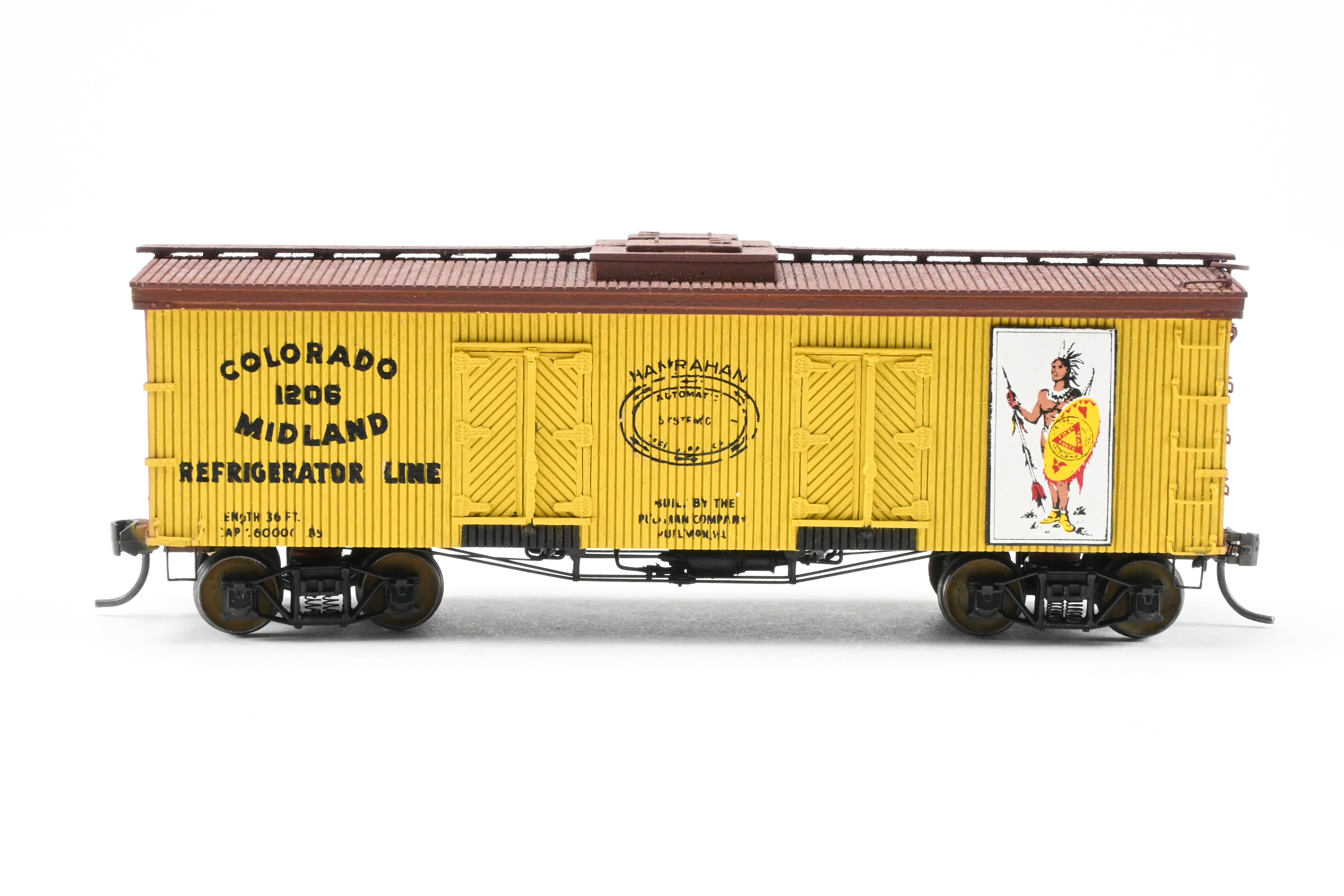 HO Scale La Belle Woodworking Colorado Midland 36-Foot Wood-Sided Refrigerator Car Model - Fully Assembled and Professionally Painted
