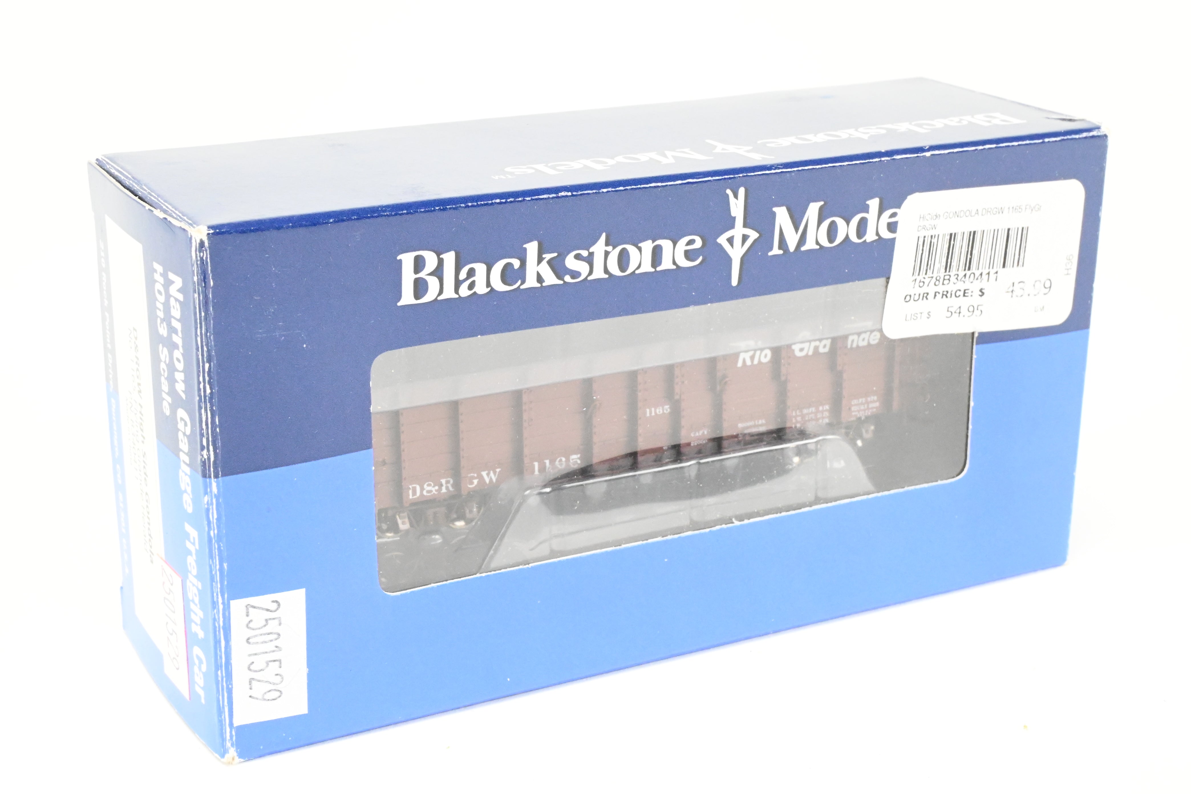 HOn3 Blackstone Models D&RGW High Side Gondola No. 1165 with Flying Grande Herald