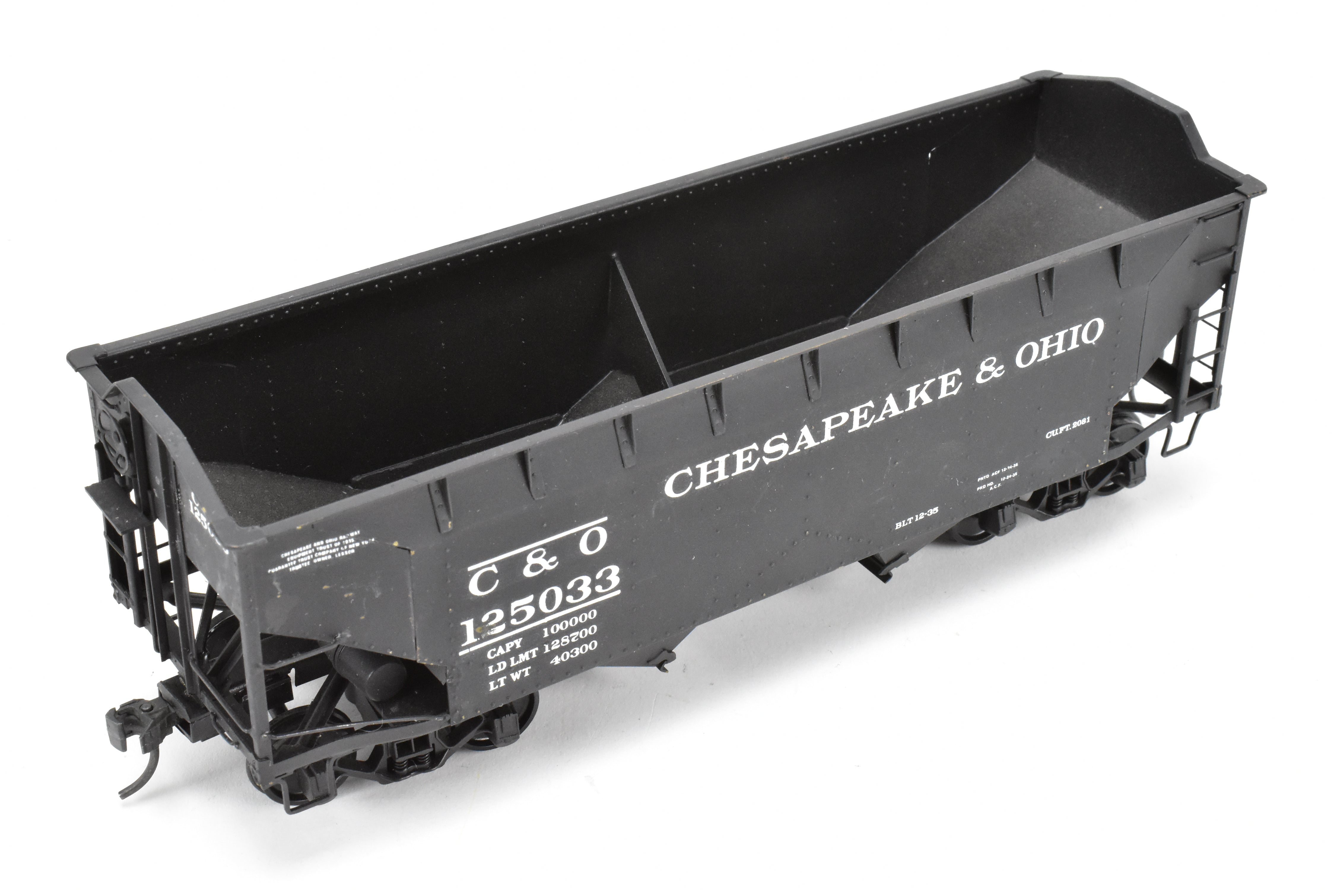 O Scale Custom Painted C&O Brass US Hobbies 2 Bay Hopper No. 125033