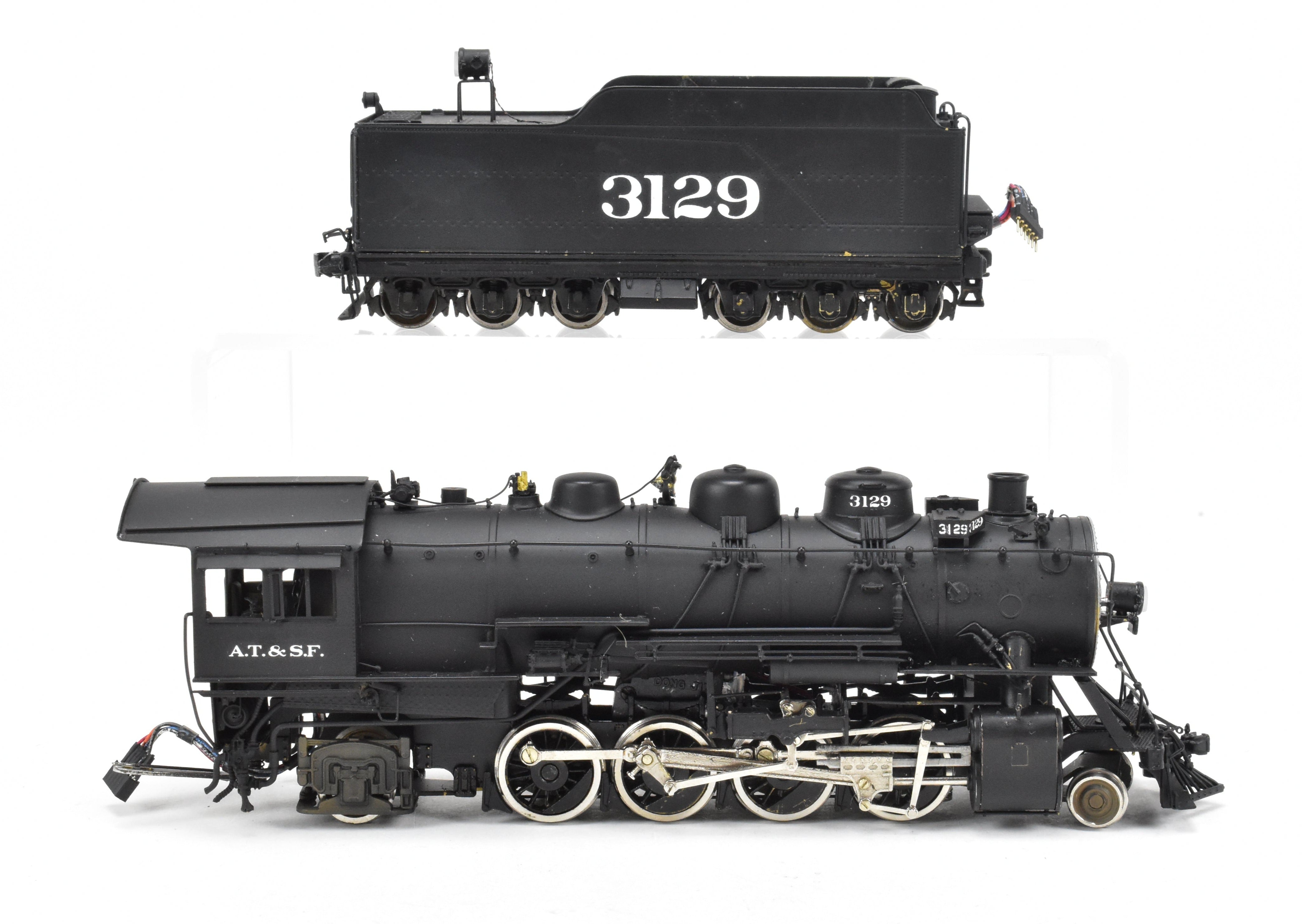 HO Scale Brass Model Train - Hallmark Models ATSF - Santa Fe 3129 Class 2-8-2 Consolidation Locomotive with Pre - installed Digitrax DCC System