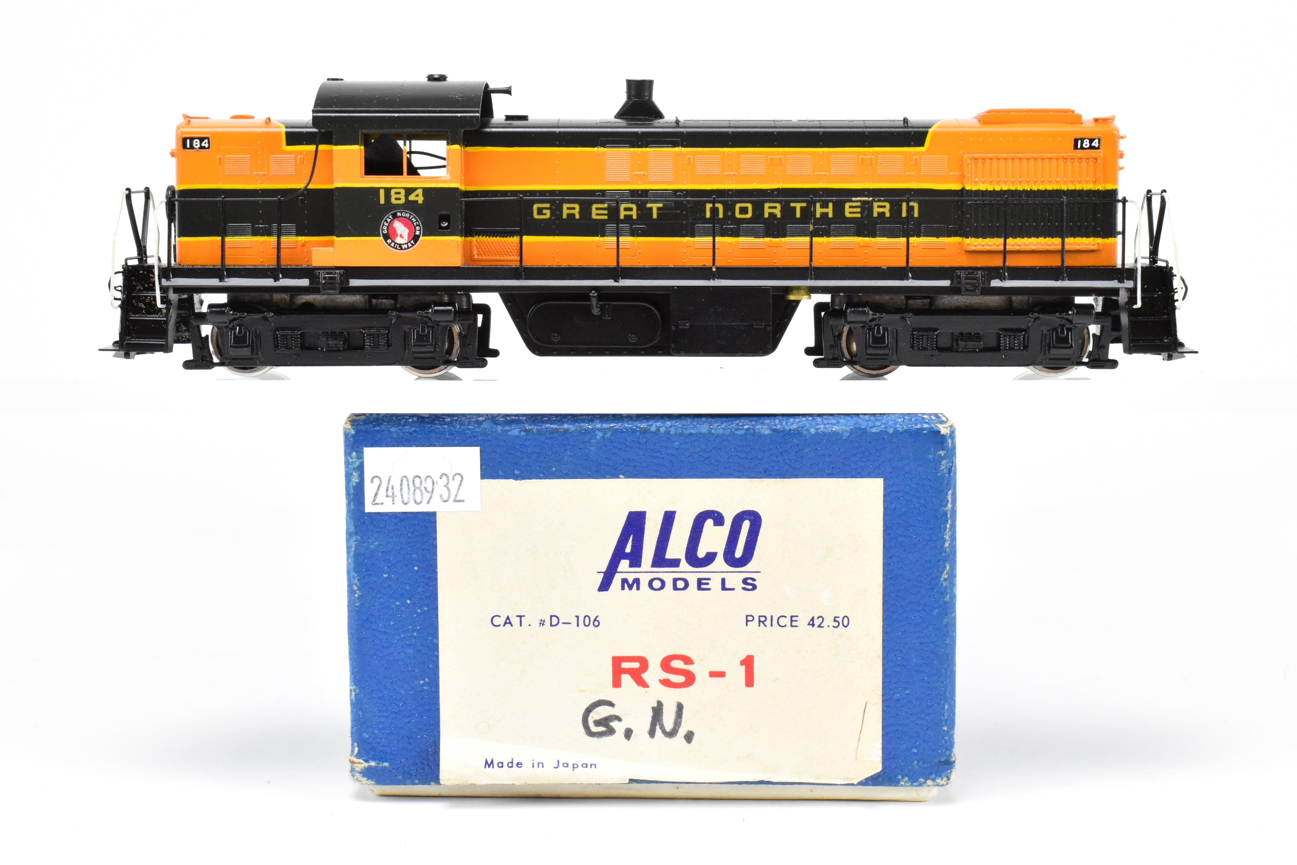 HO Scale Brass ALCO RS-1 Road Switcher Model in Great Northern Green/Orange #184