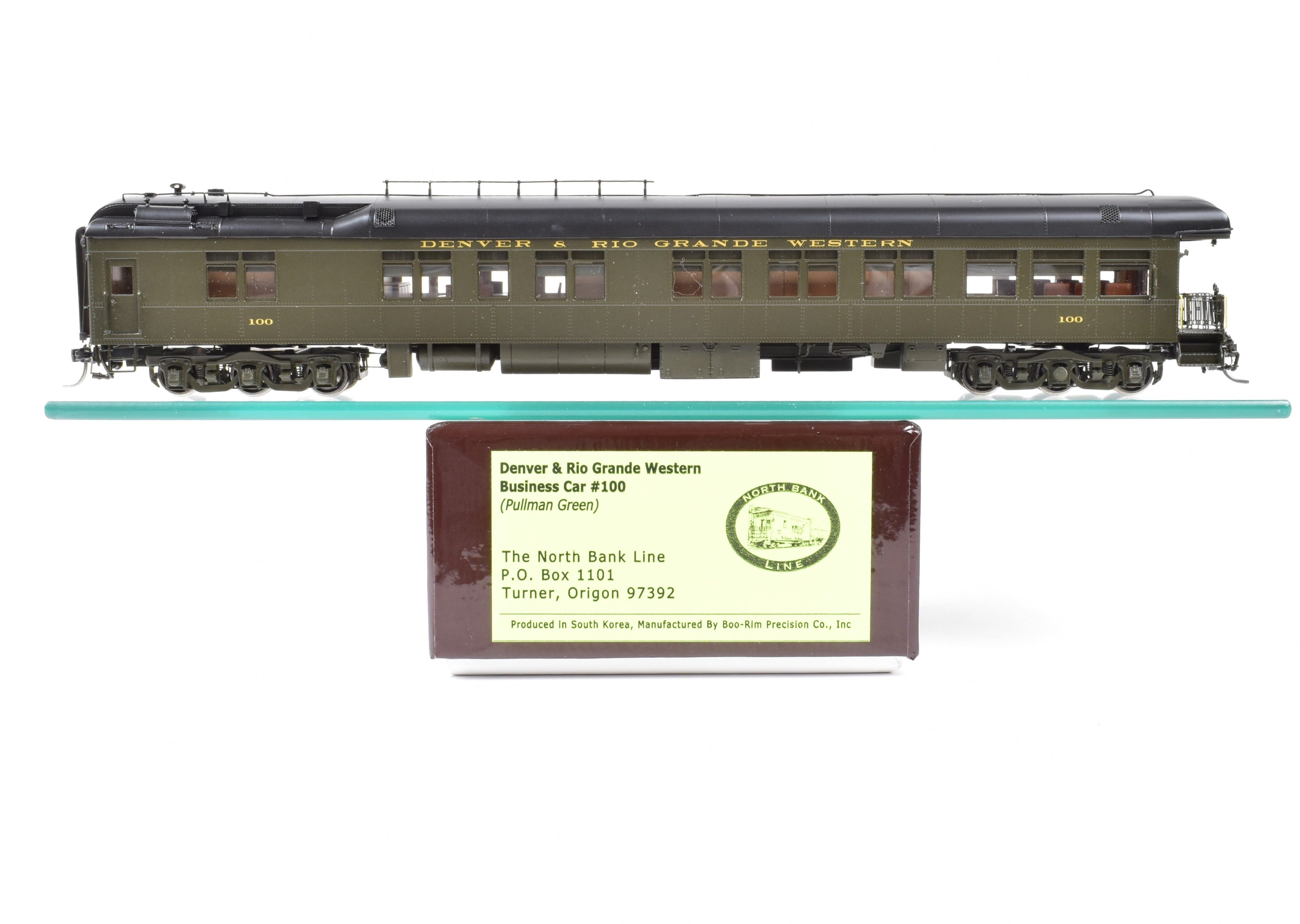 1937 - 1951 Era HO NEW Brass North Bank Line D&RGW 100 Pullman Green Business Car