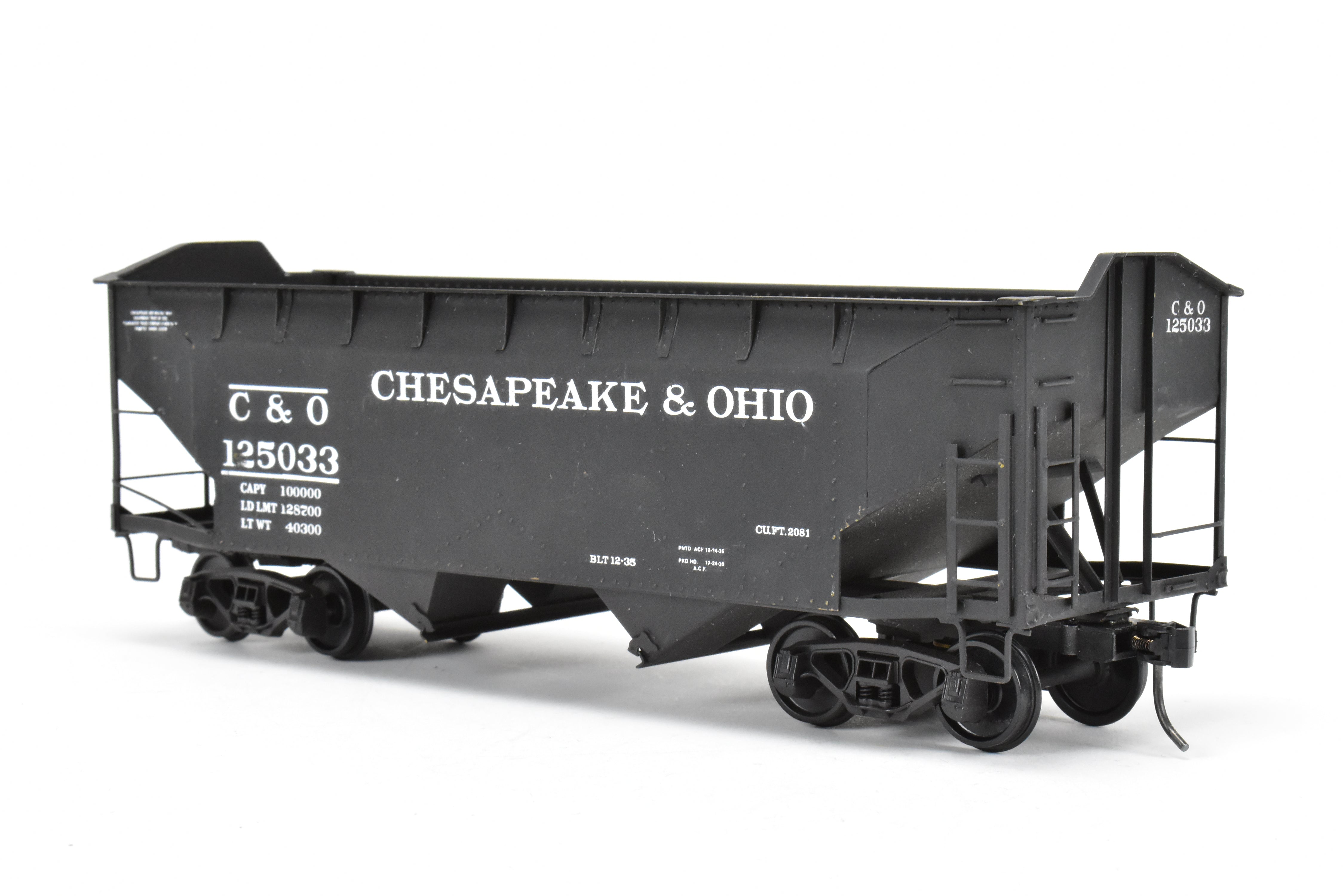 O Scale Custom Painted C&O Brass US Hobbies 2 Bay Hopper No. 125033