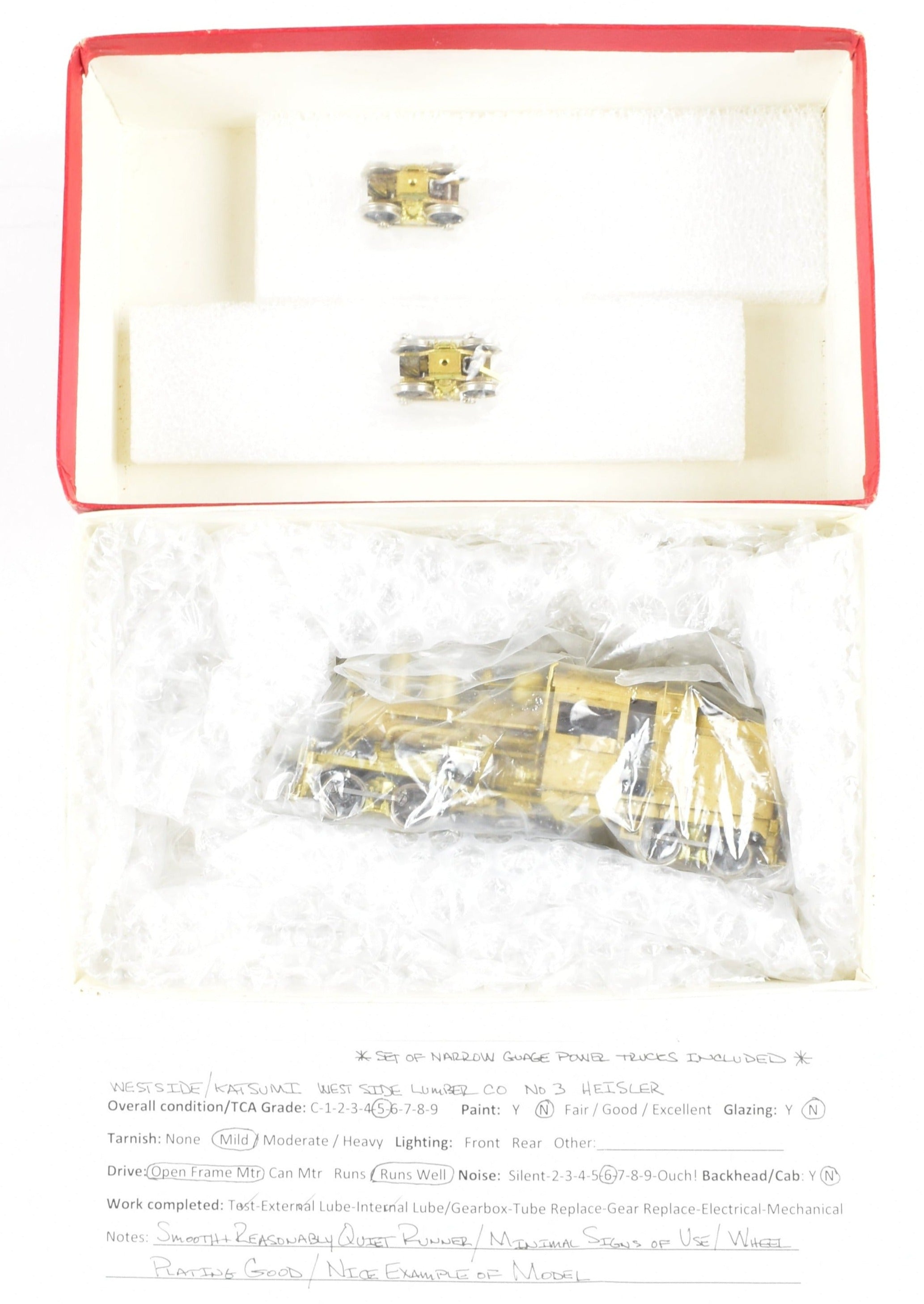 HO or HOn3 Scale Brass Model Train - Westside Model Co. Westside Lumber Co. Heisler #3 Replica