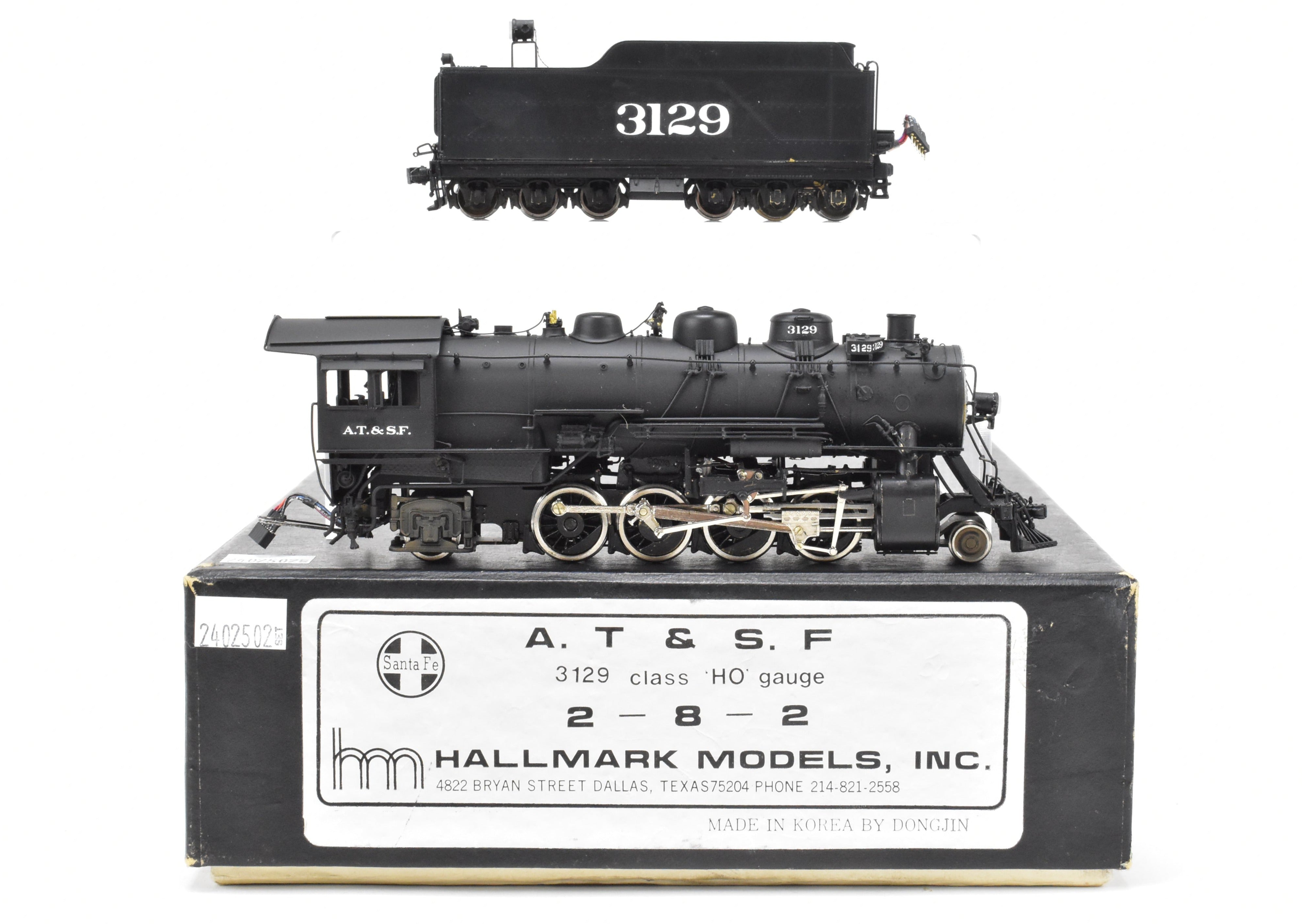 HO Scale Brass Model Train - Hallmark Models ATSF - Santa Fe 3129 Class 2-8-2 Consolidation Locomotive with Pre - installed Digitrax DCC System