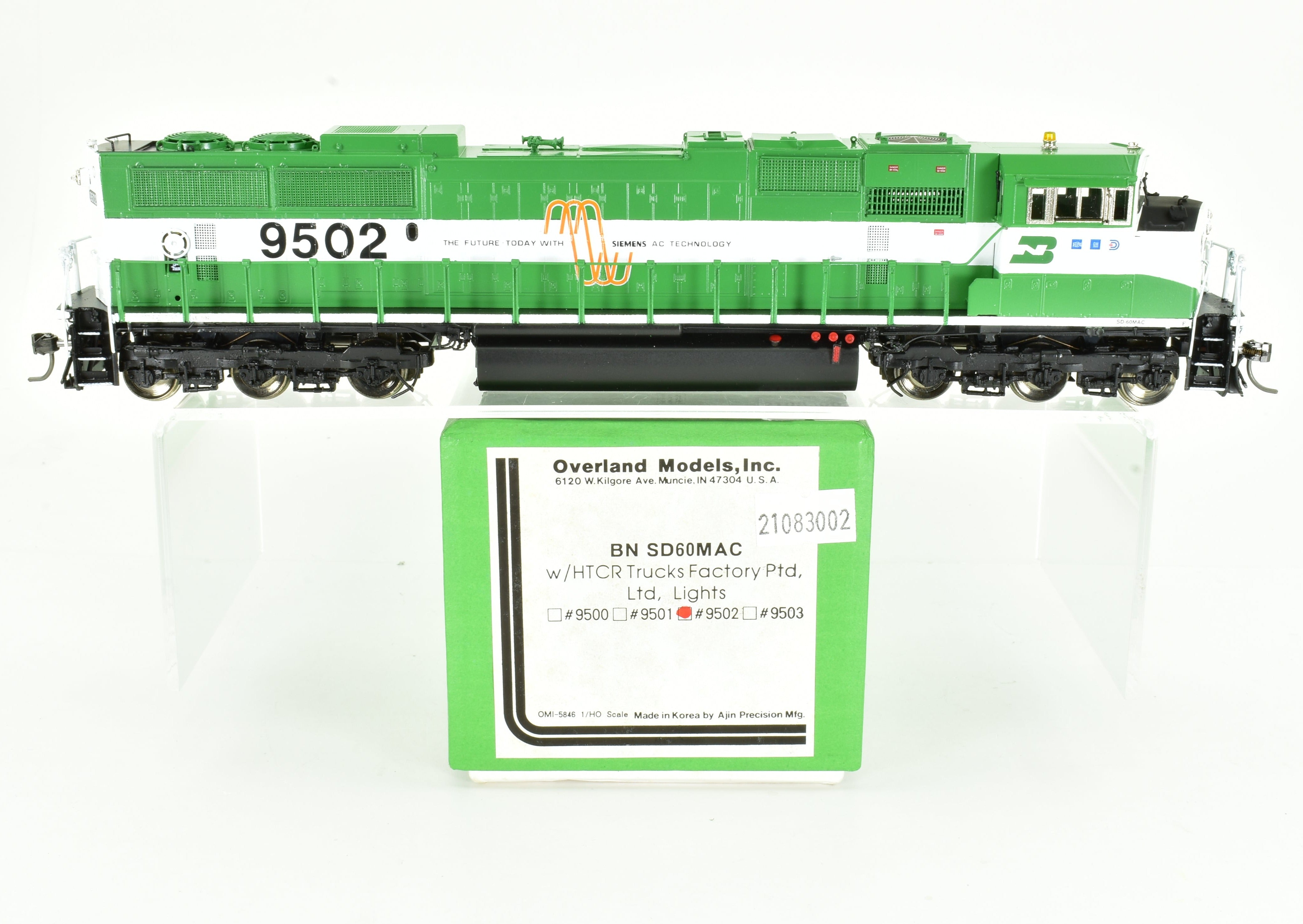 HO Scale Brass BN SD60MAC FP No. 9502 by Overland Models with HTCR Trucks