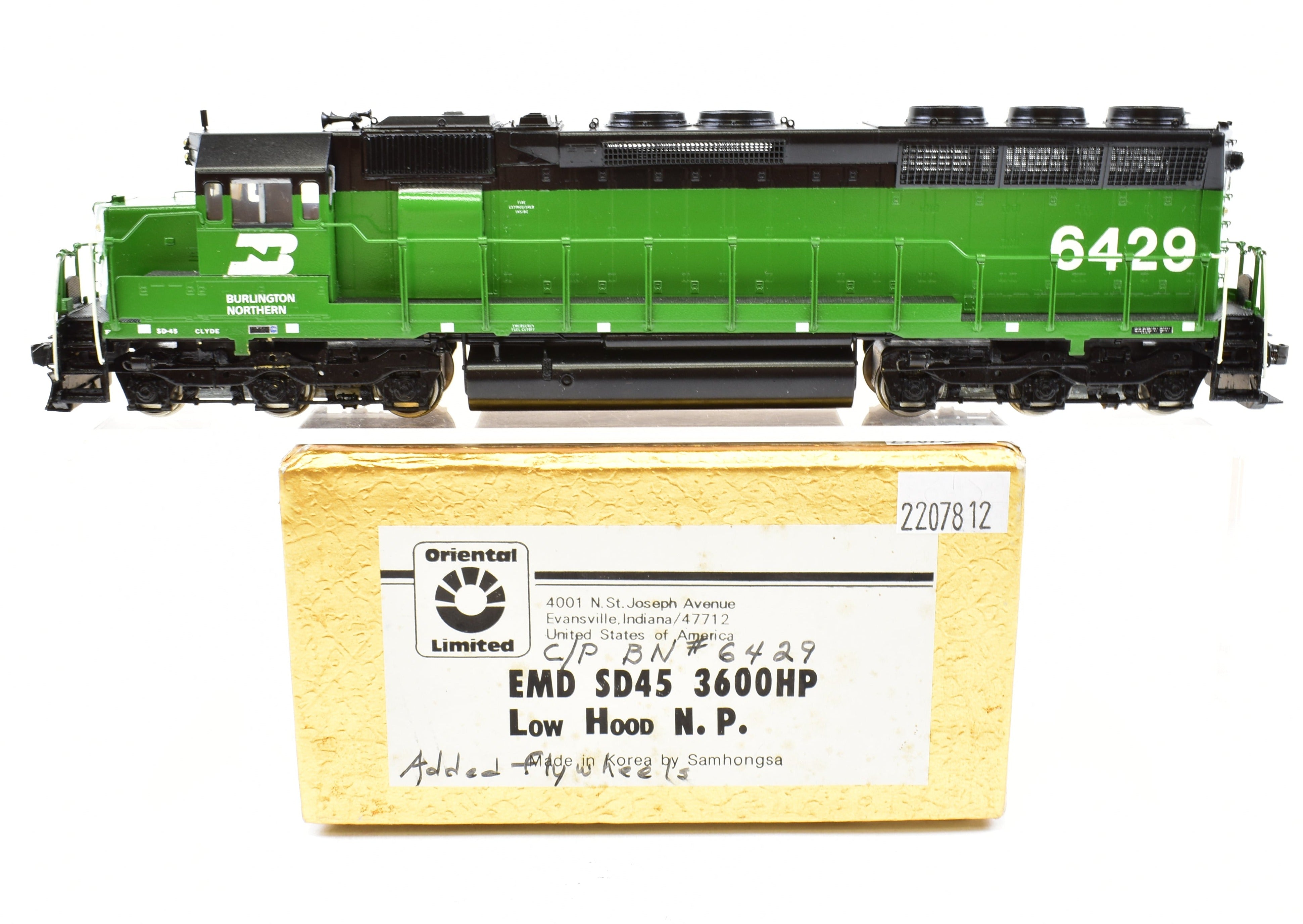 HO Brass Oriental Limited Pro-Painted EMD SD45 3600 HP Low Hood Burlington Northern & NP Version