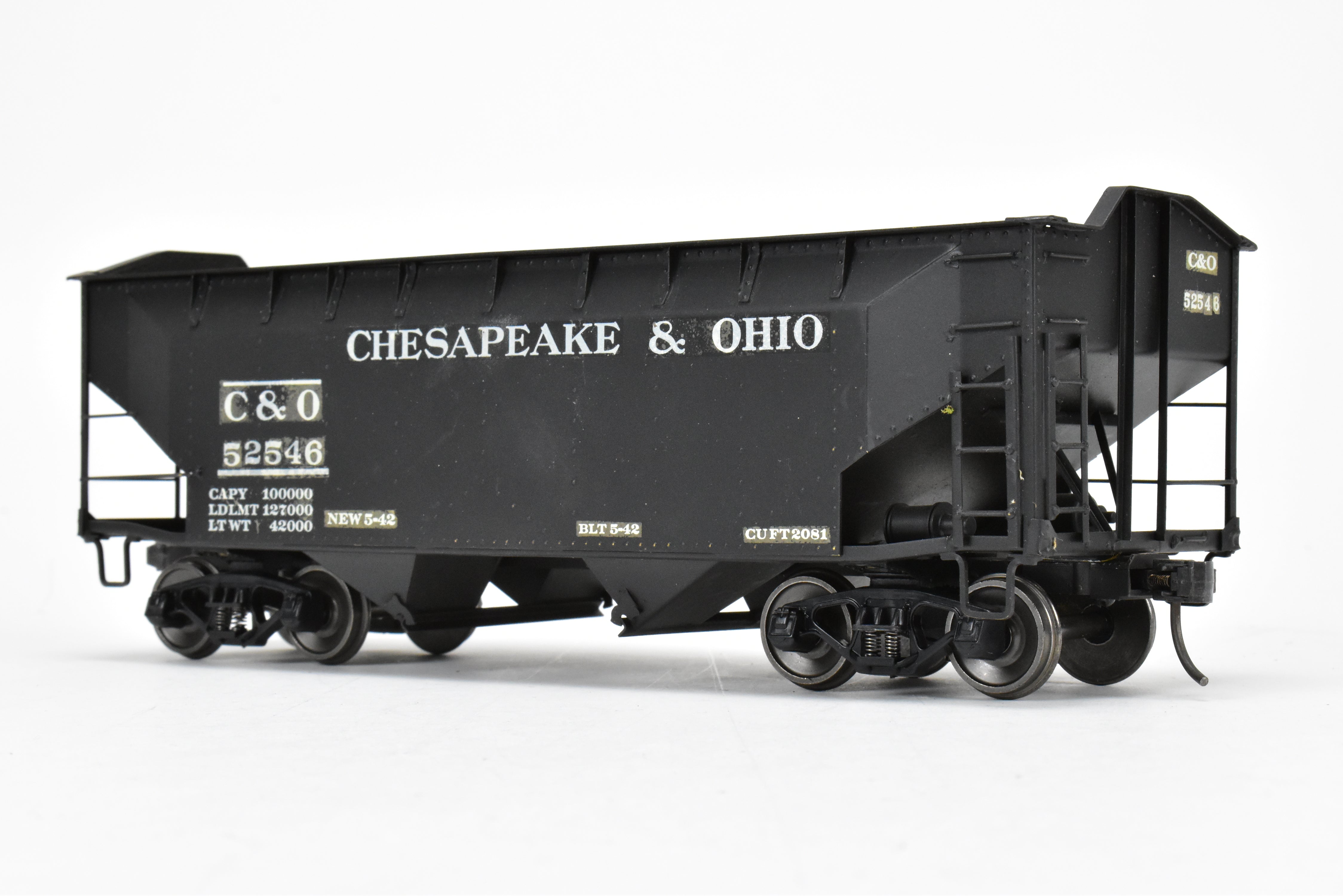 O Scale US Hobbies Brass C&O Offset Side Twin Hopper w/Peaked Ends, CP No. 52546