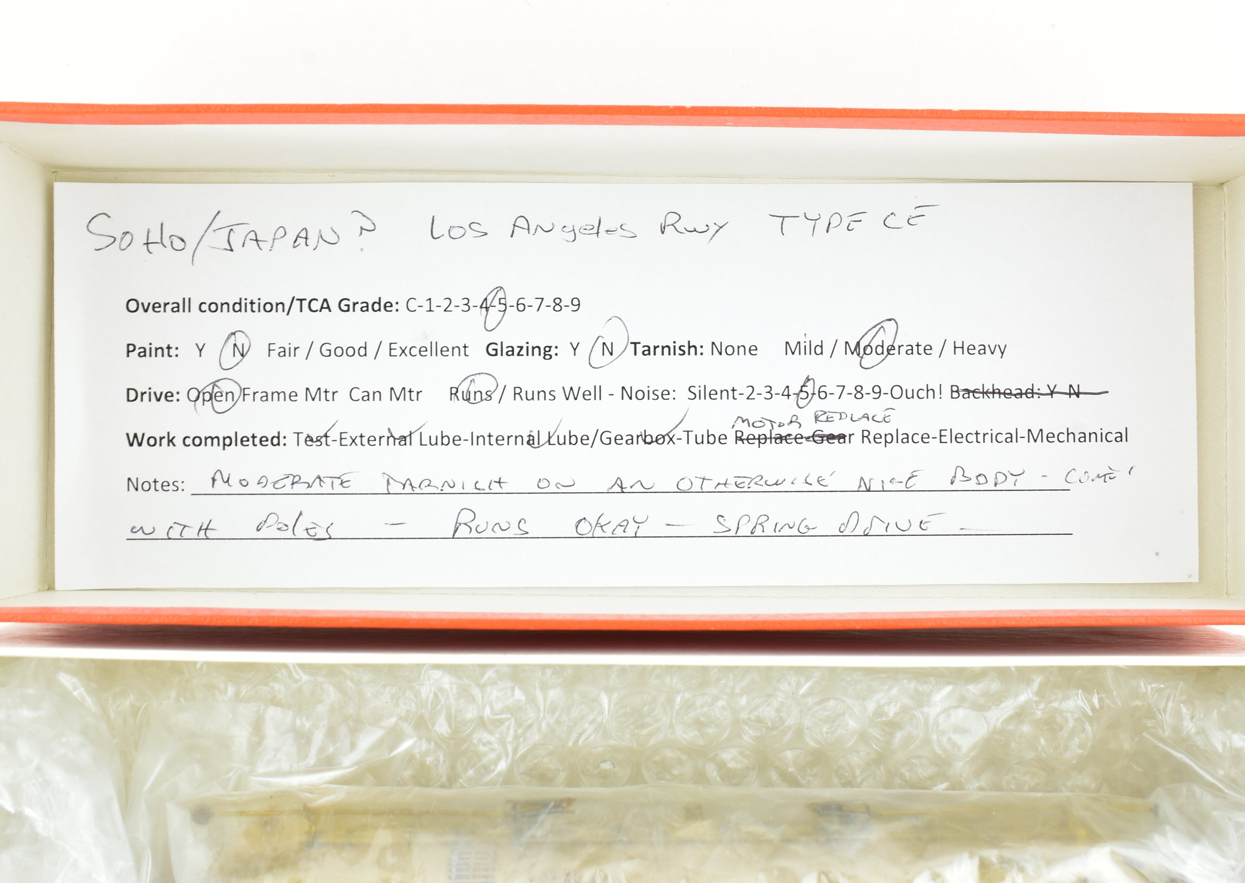HO Scale Brass Los Angeles Railway Type CE Streetcar by S. Soho & Co. LARY - Sold As Is Condition