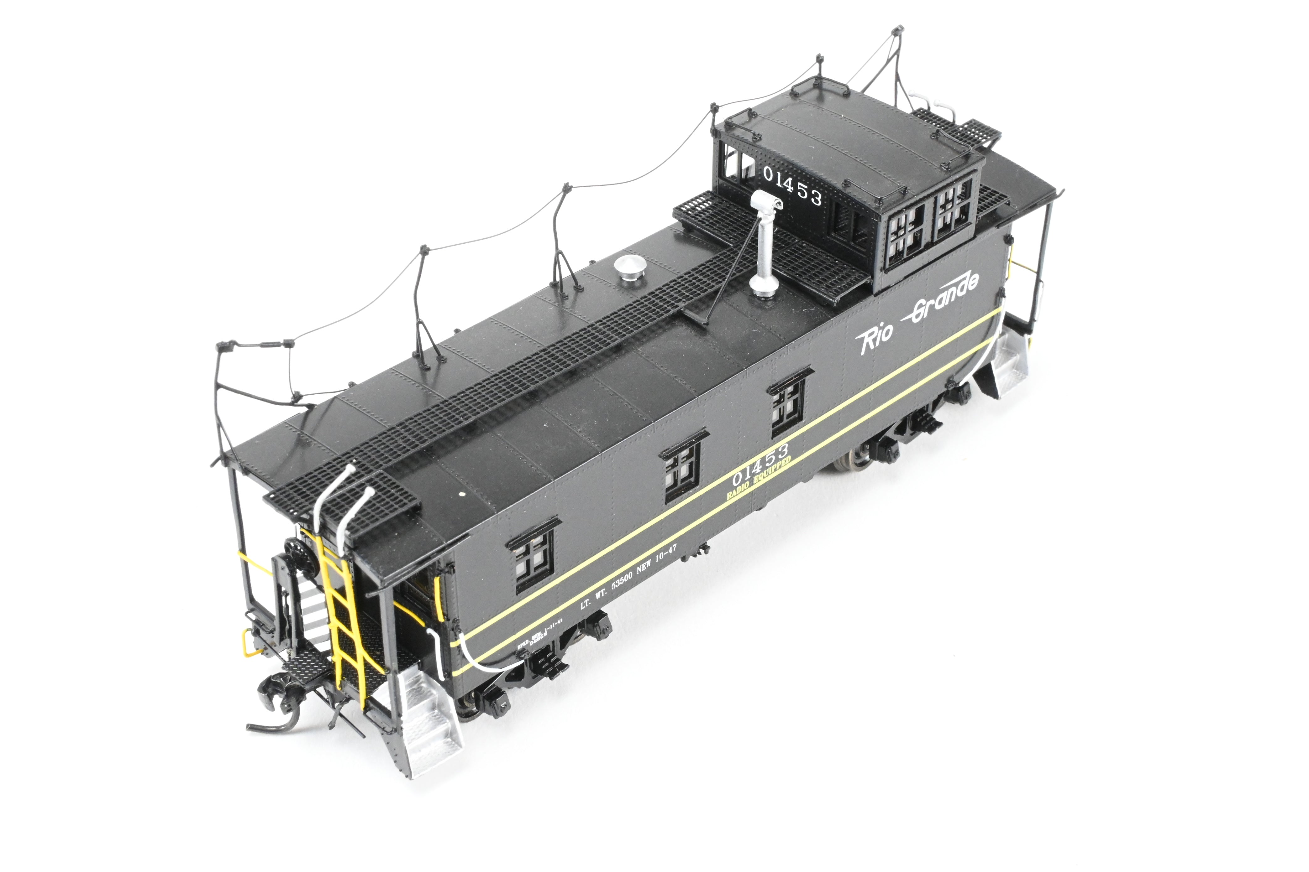 High - Quality HO Scale Brass Model Railroad Caboose by The Joint Line Co. - Denver & Rio Grande Original Riveted Steel Caboose Limited Edition FP Number 01453 with Antenna