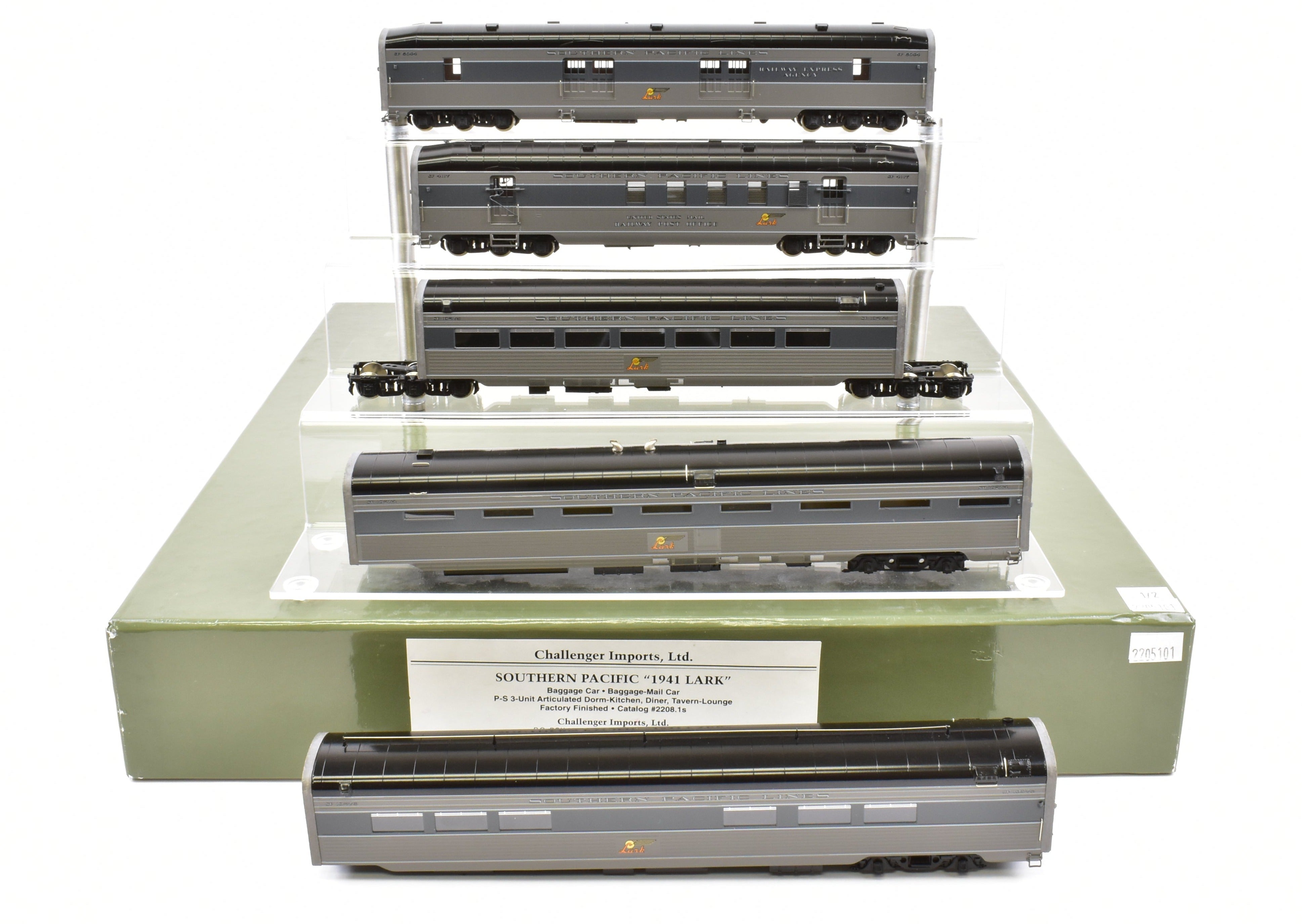 HO Scale Brass Model Train Set - Challenger Imports SP Southern Pacific 1941 Lark 9 - Car Collection Featuring Various Car Types