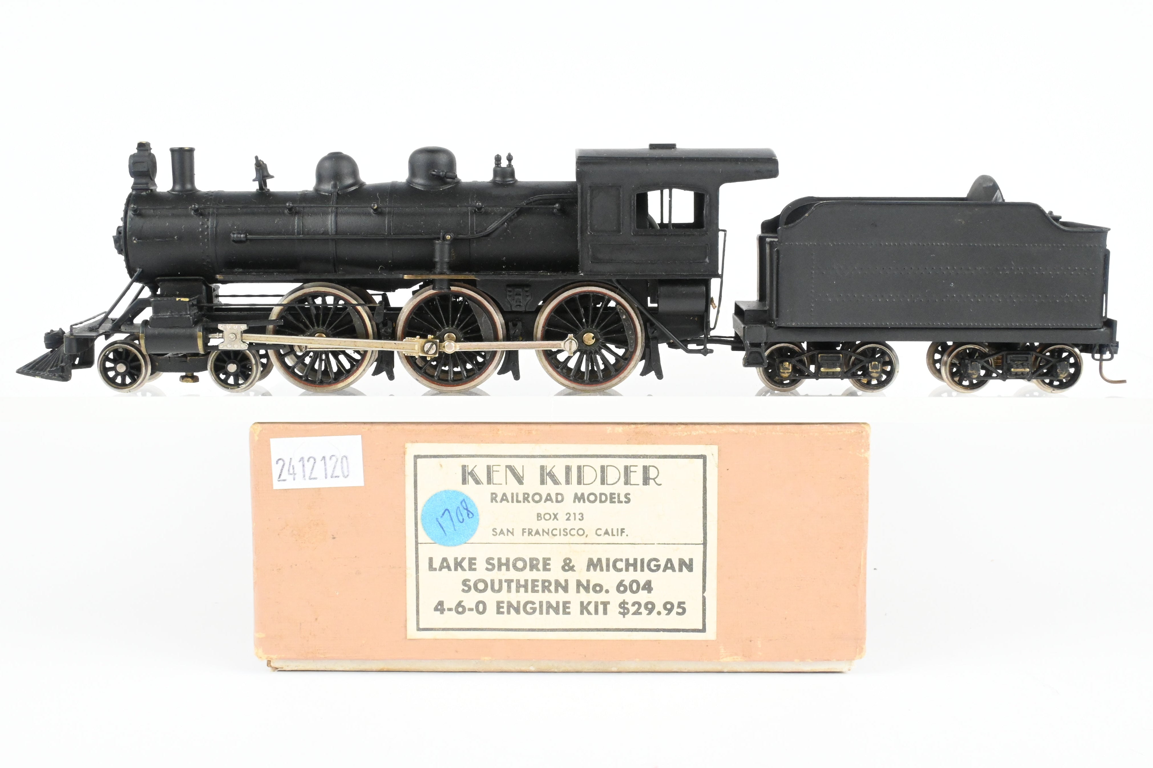 HO Scale Brass Ken Kidder Lake Shore & Michigan Southern (LS&MS) - New York Central (NYC) 4-6-0 Custom Painted and Unlettered Model Train
