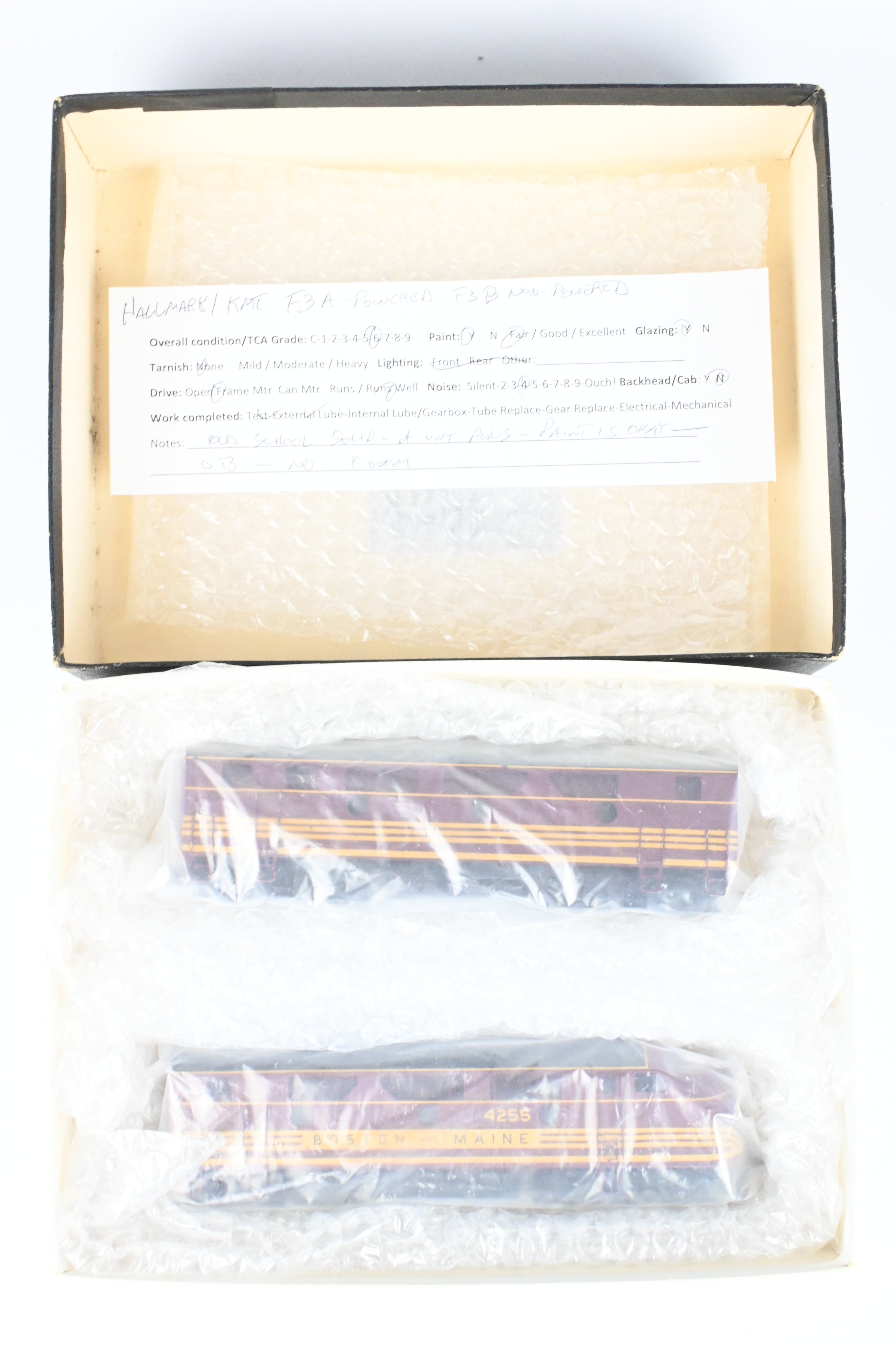 HO Scale Brass Hallmark B&M Boston & Maine EMD F3 A/B Set - Powered A, Unpowered B