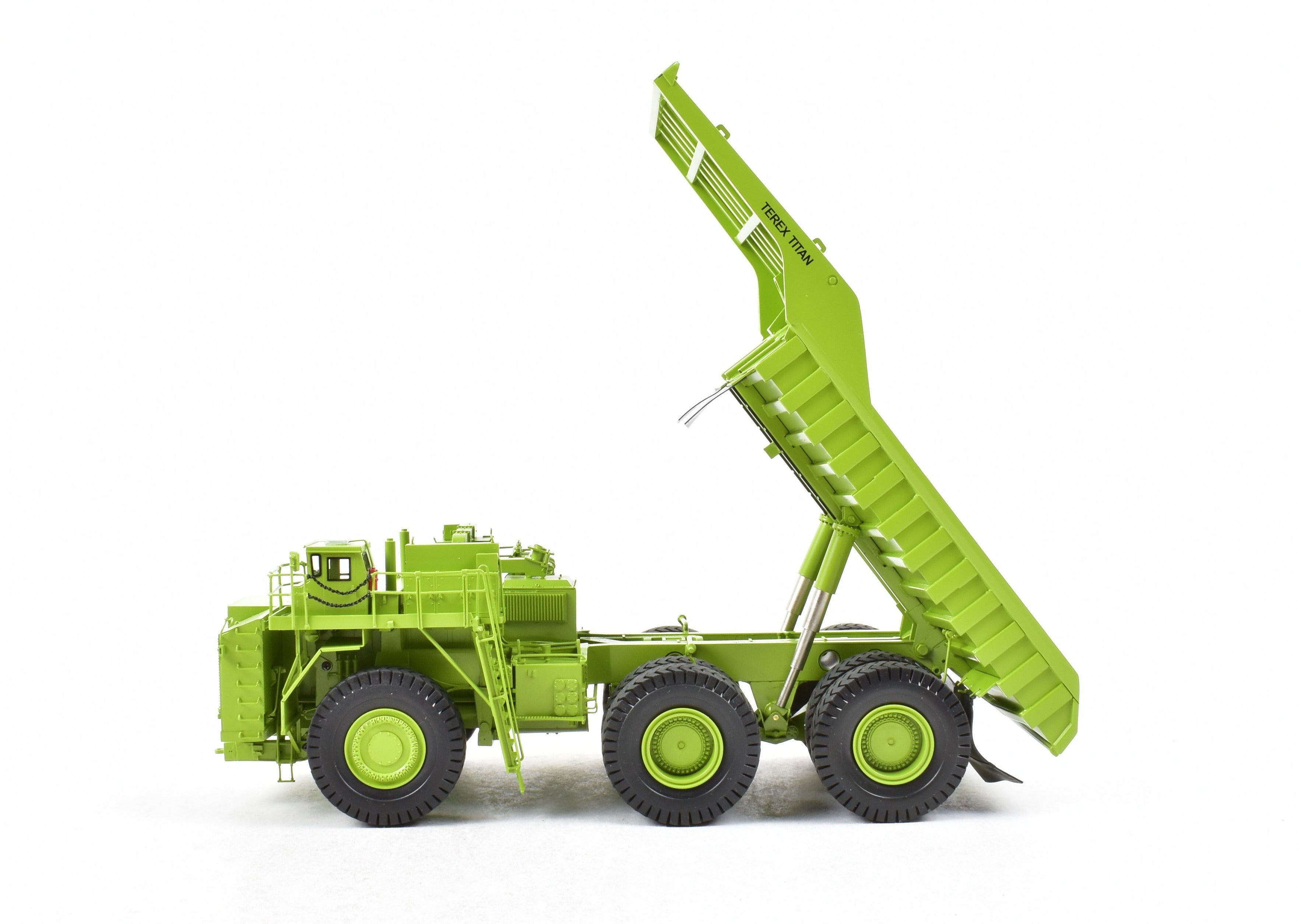 High - Quality HO Scale Brass Construction EMD Models Terex Titan 33 - 19 Hauler in Factory - Painted FP Green, A Rare and Sought - After Collectible Model