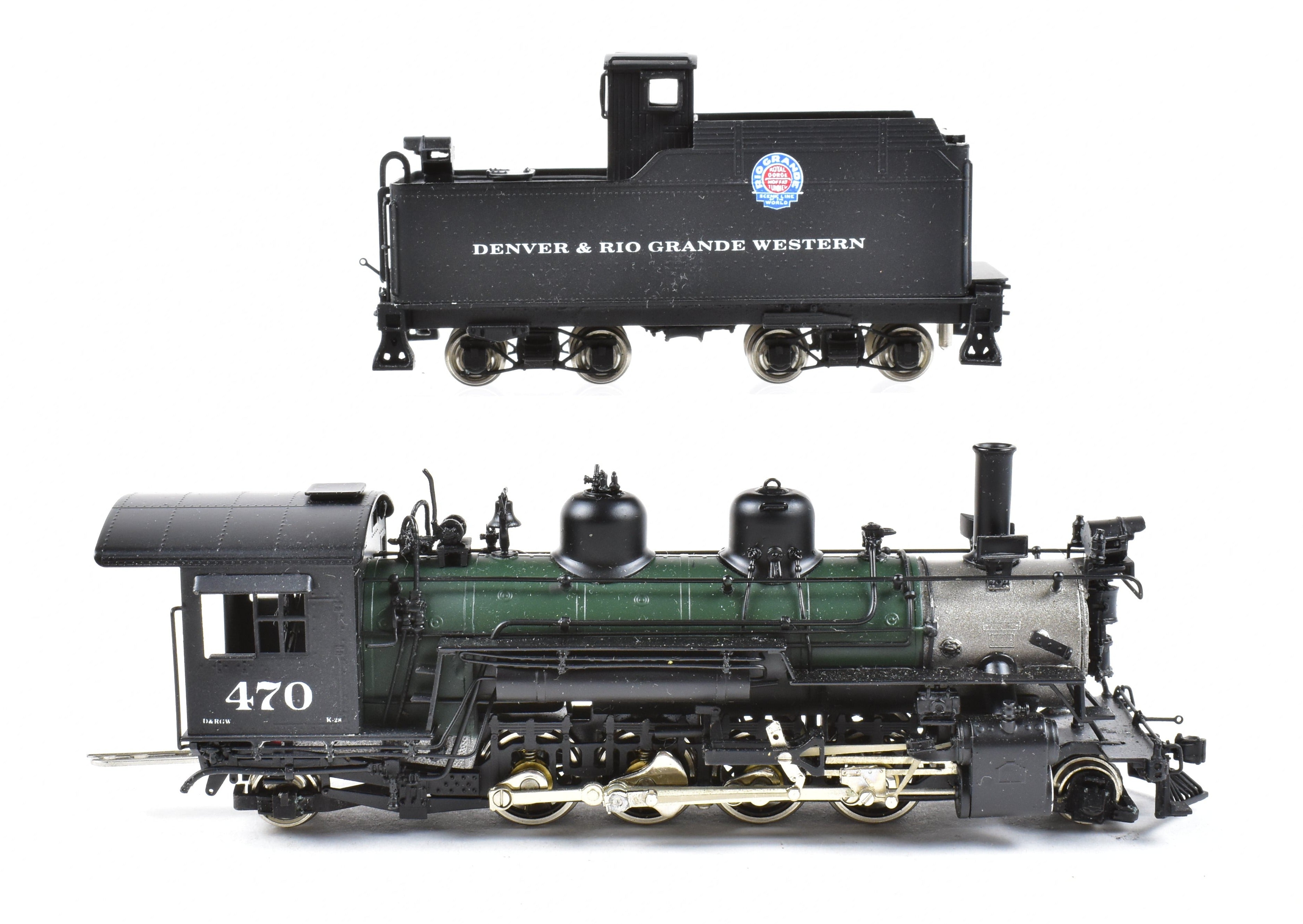 HOn3 Scale Brass Model Train - Sunset Models D&RGW (Denver & Rio Grande Western) K - 28 2 - 8 - 2 Steam Locomotive, Factory Painted No. 470