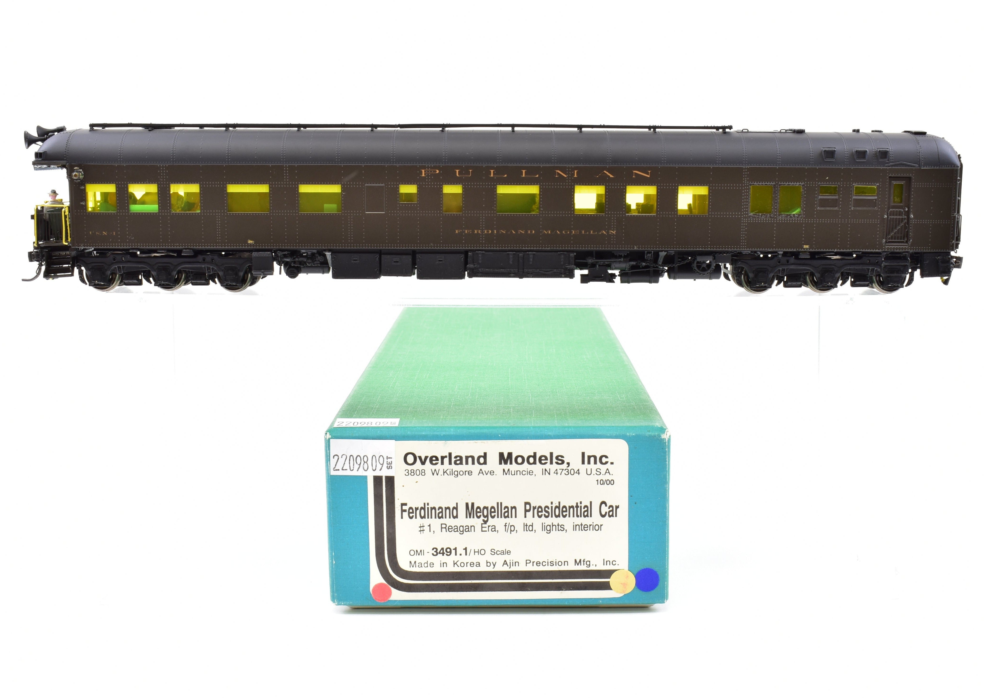 HO Scale Brass Model Pullman USN - 1 Ferdinand Magellan Presidential Car from Overland Models, Inc. Featuring Added Details for Reagan - Era Representation