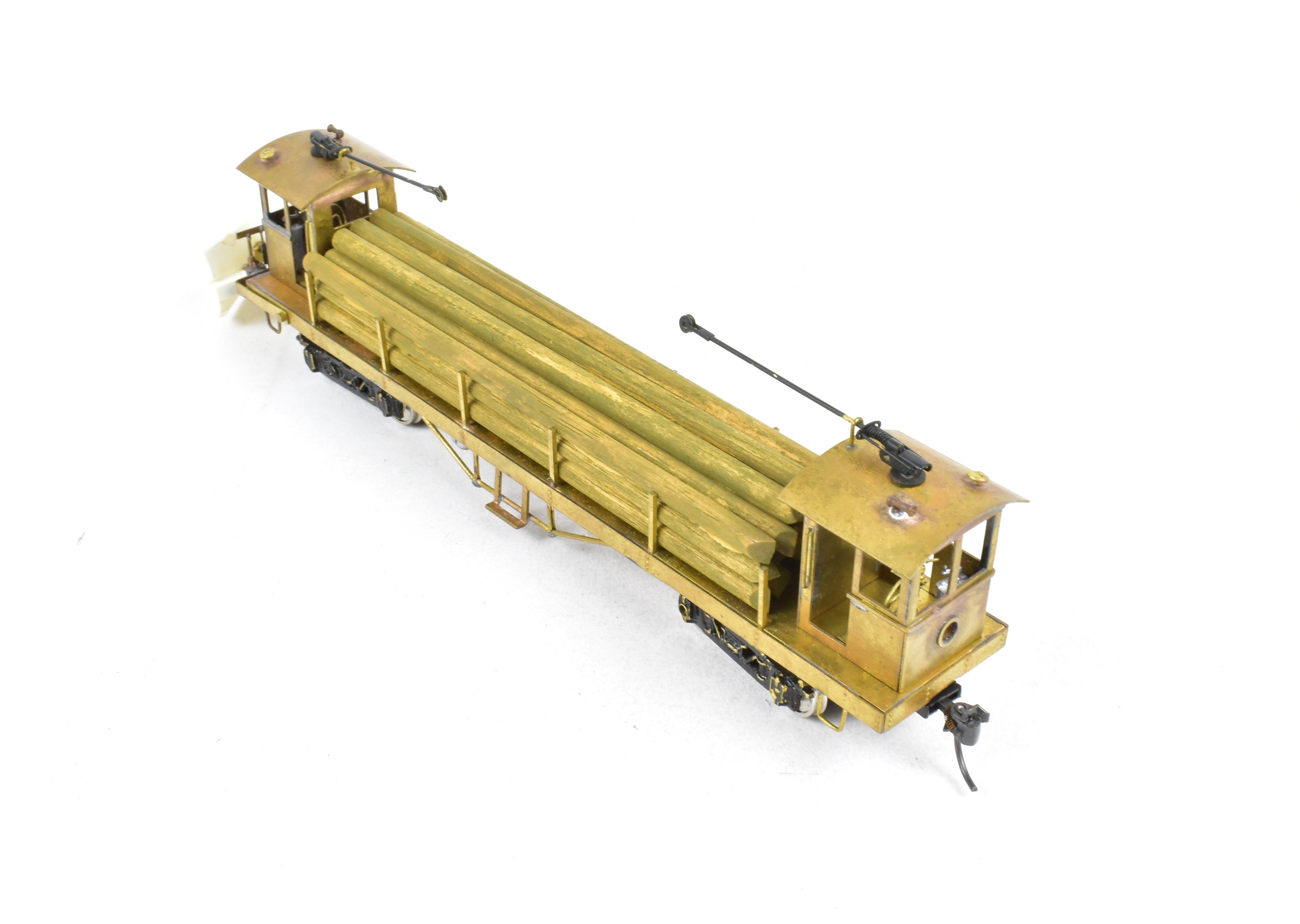 Custom - Built HO Scale Brass Traction Line Pole Car with Load from an Unknown Japanese Importer