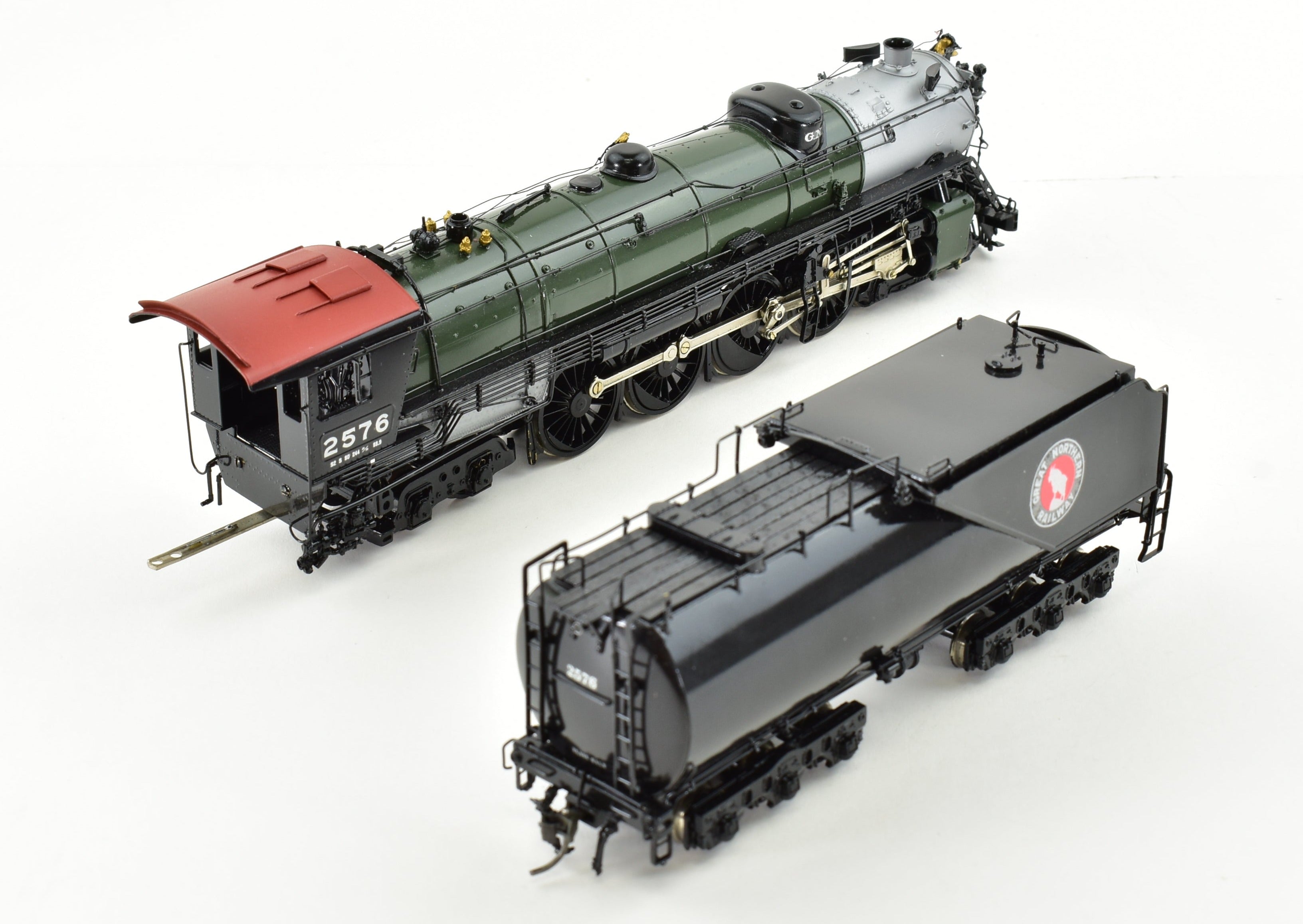 HO Scale Brass Model Train - Great Northern S-2 4-8-4 Professionally Painted in Glacier Park Scheme by Westside Model Co. GN
