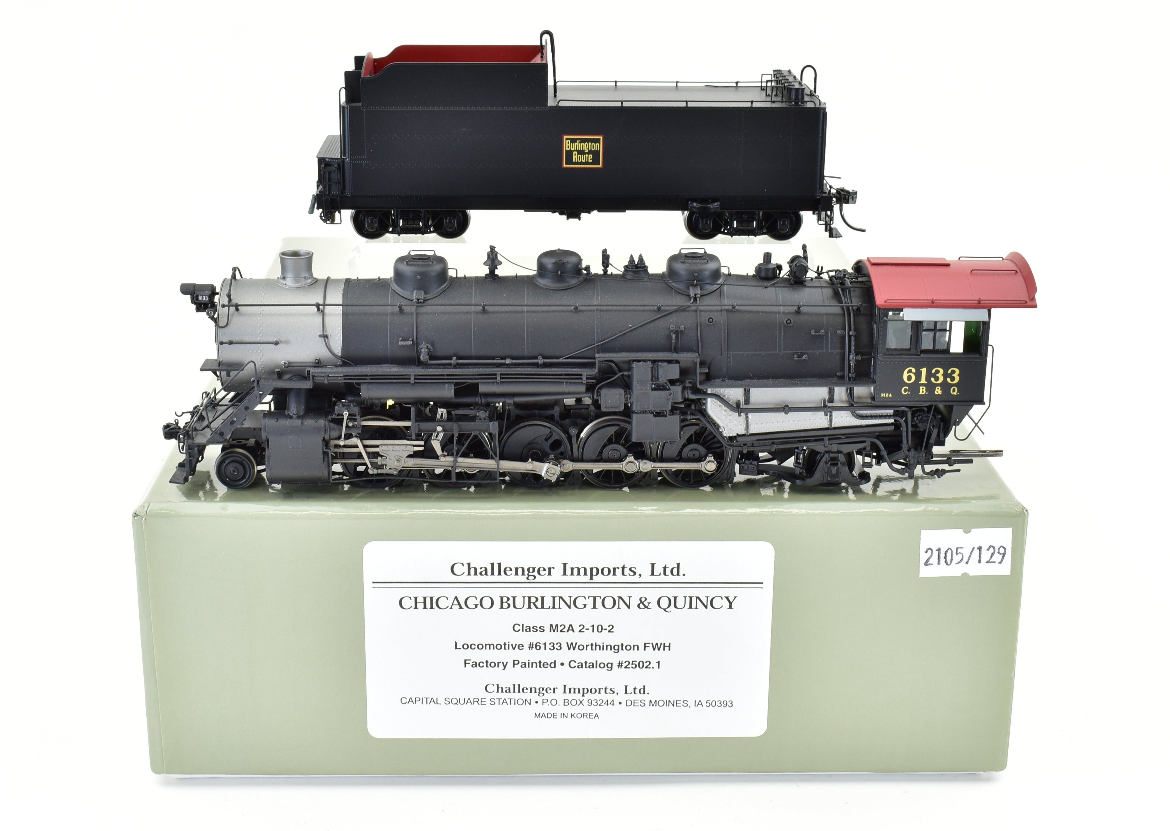 High - Quality HO Scale Brass Steam Locomotive CON CIL - Challenger Imports CB&Q - Burlington Route Class M2A 2 - 10 - 2 FP #6133 Model