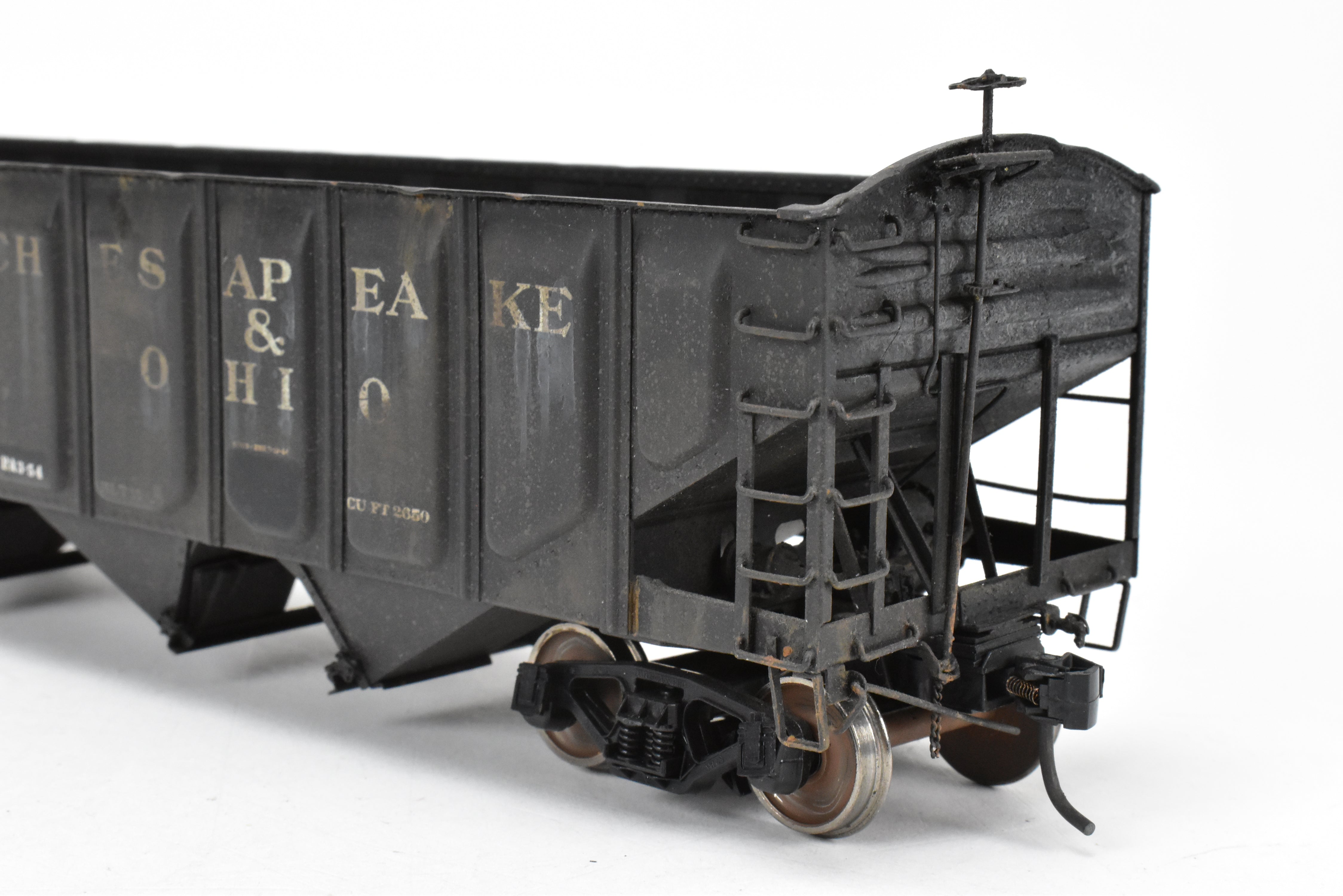 O Scale Custom Weathered Brass C&O 70 Ton Triple Hopper with Rounded Ends