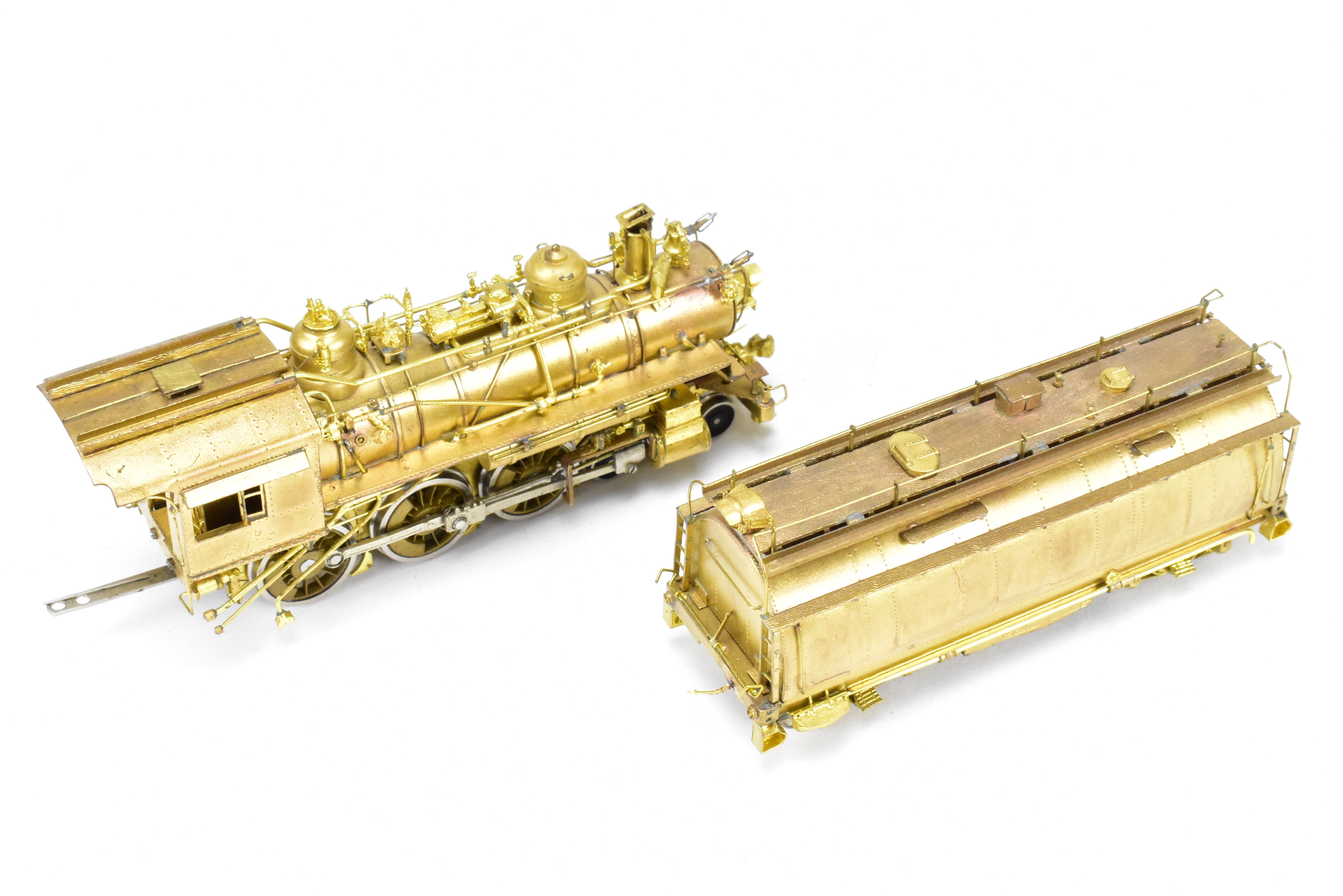 1977 HO Brass Southern Pacific Fire Train Set T-1 4-6-0 with Two Tank Cars, Missing 2 Ladders