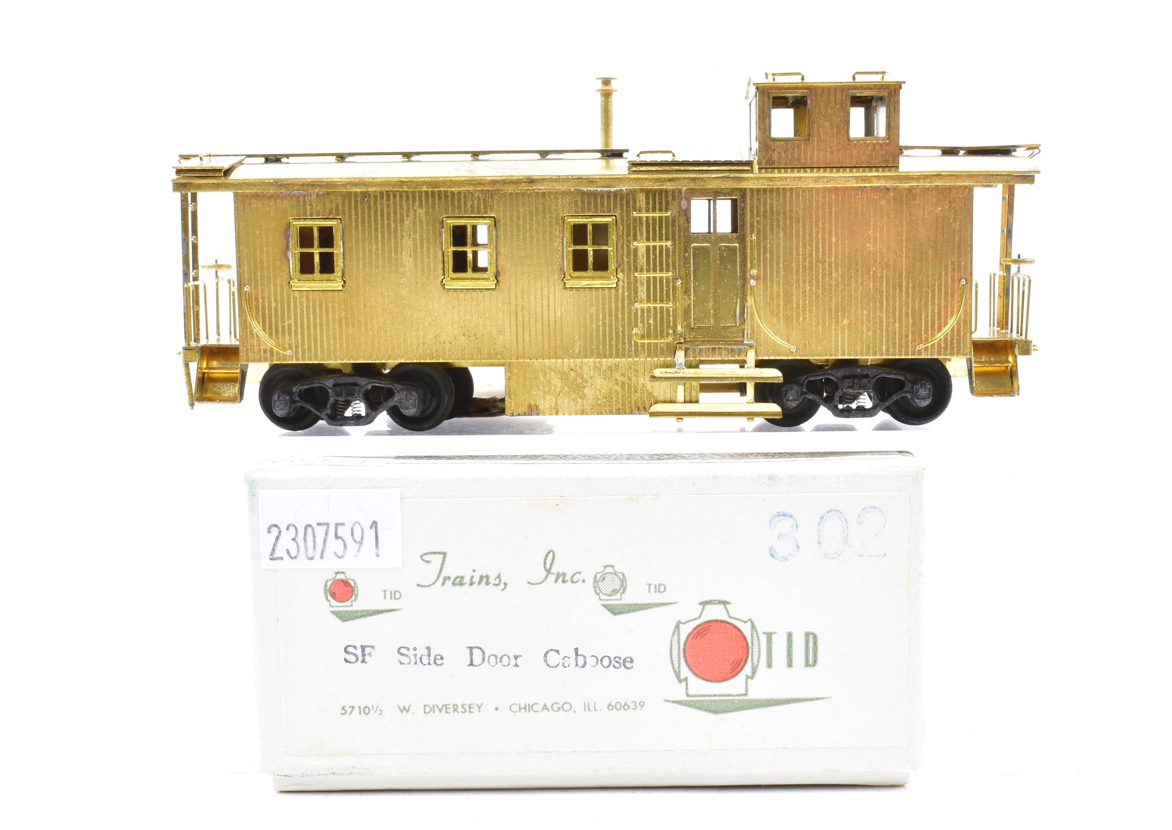 HO Scale Brass Model Trains by Trains Inc. - AT&SF Santa Fe Side-Door Caboose for Railroad Layouts