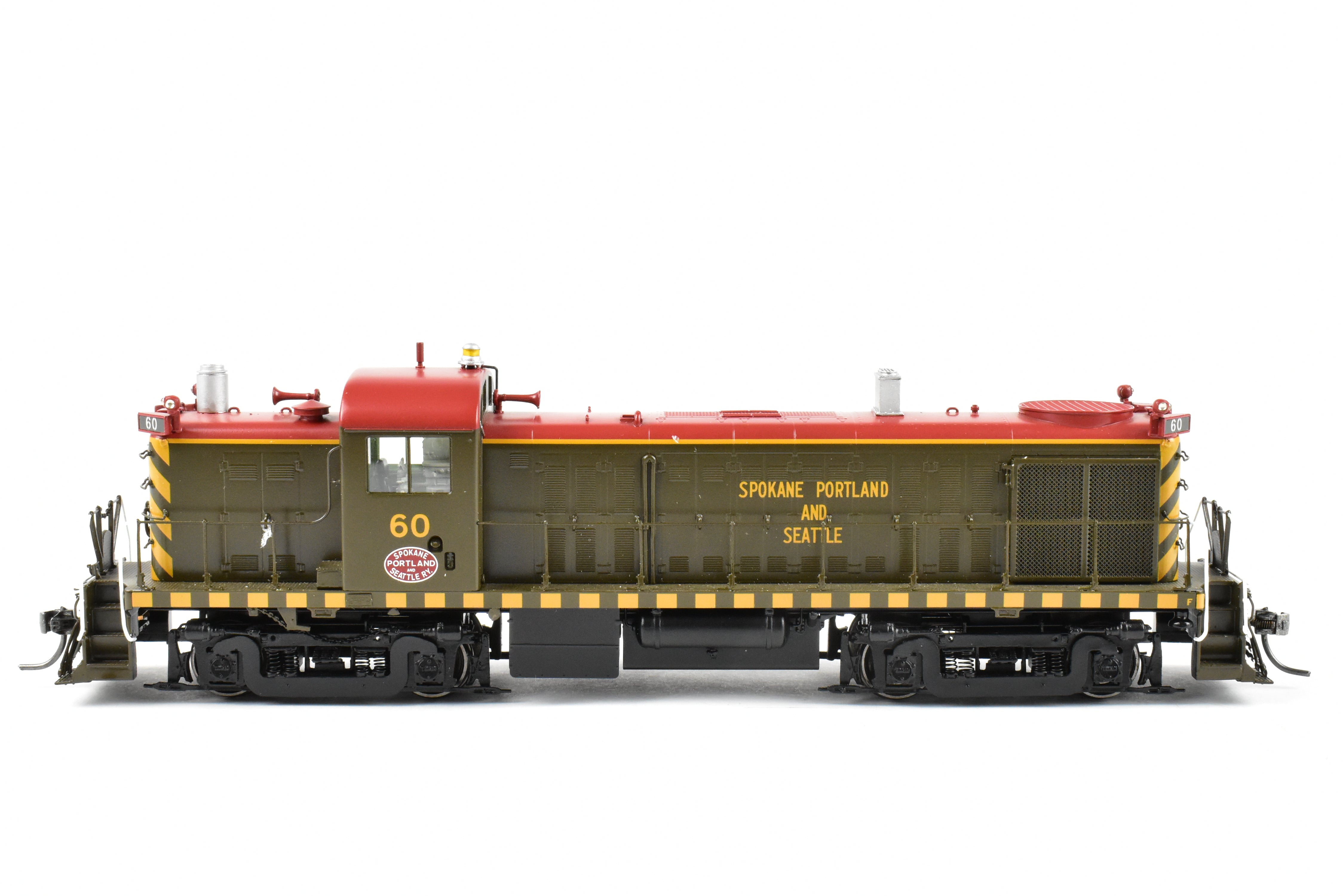 HO Scale Brass Model Train Engine - Division Point (DVP) SP&S (Spokane Portland & Seattle) Alco RS - 2 Factory Painted Tiger - Stripe Engine #60