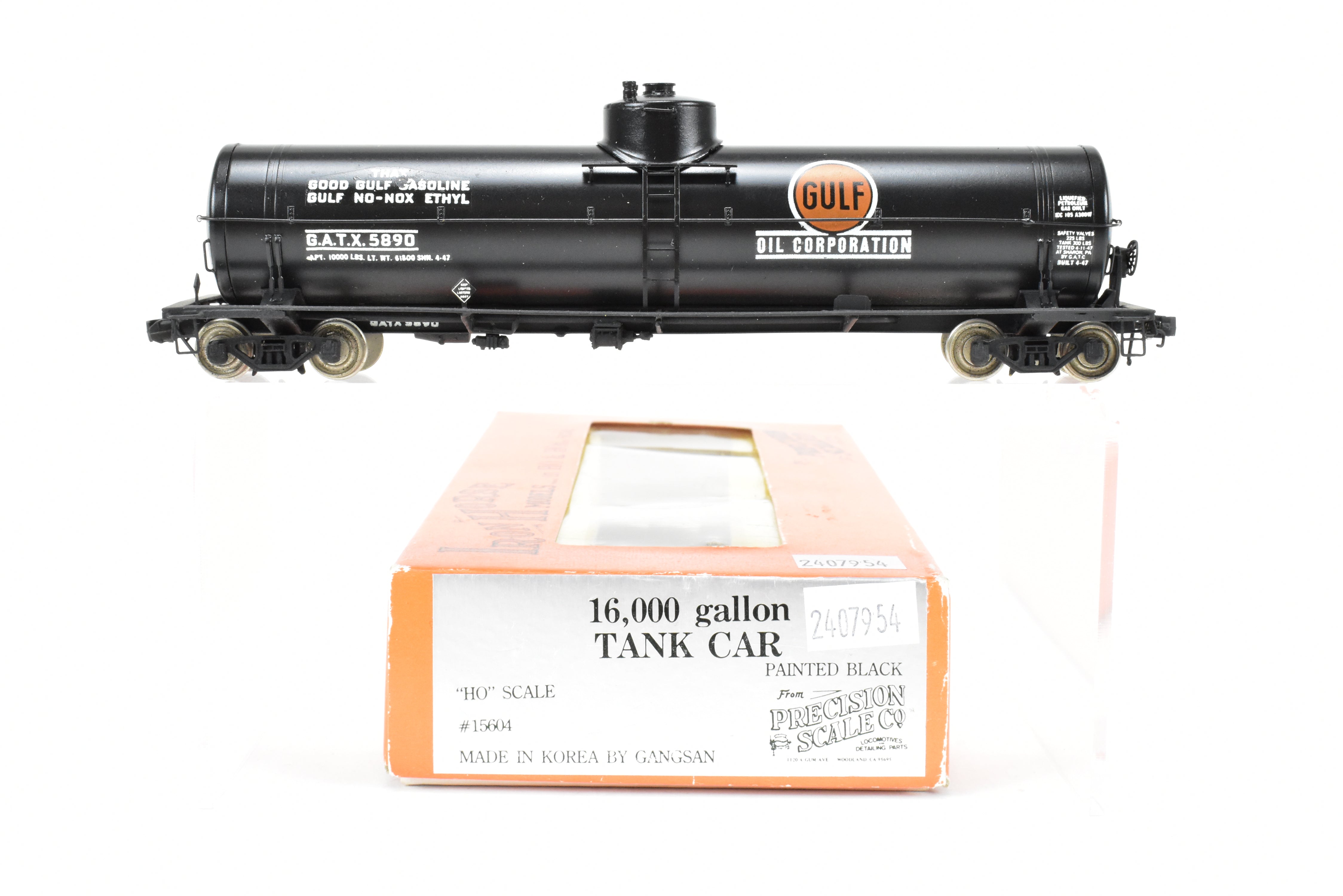 HO Scale Brass Precision Scale Co. (PSC) 16,000 Gallon Tank Car with Various Roads and Sun Oils Decals for Model Trains