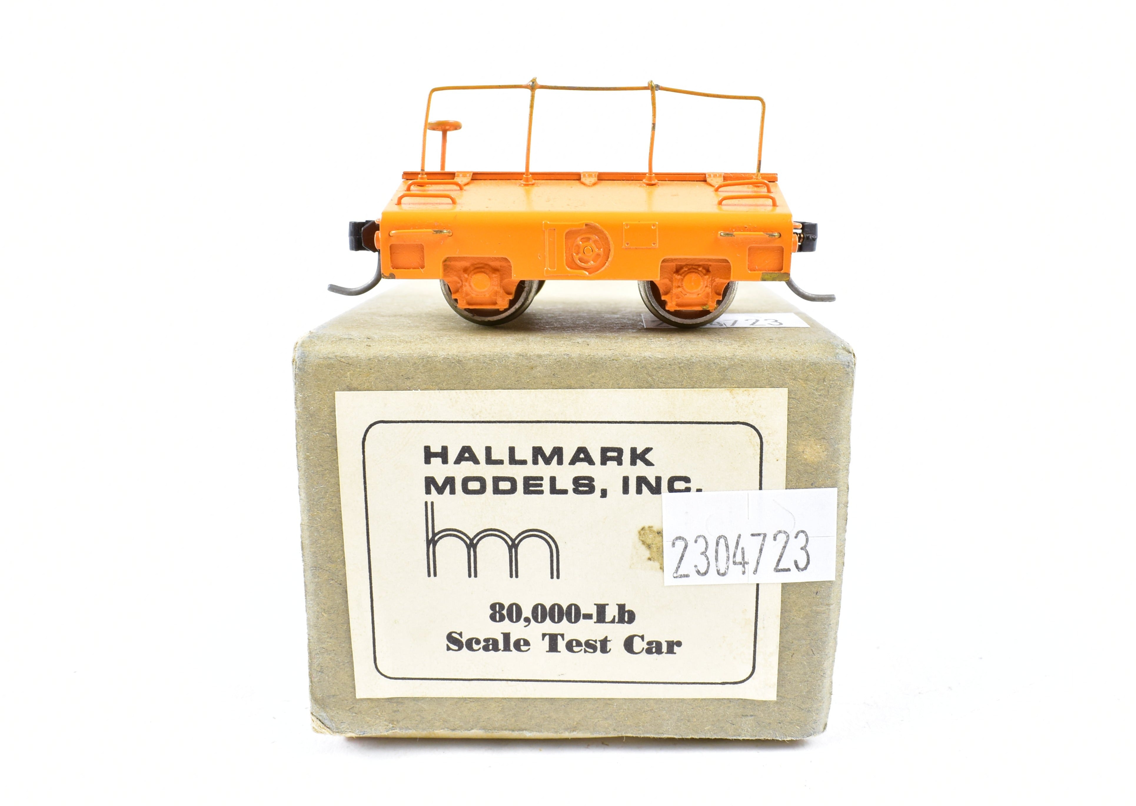 HO Scale Brass Hallmark Models Various Roads 80,000-Pound Capacity Scale Test Car with Partial Orange Paint
