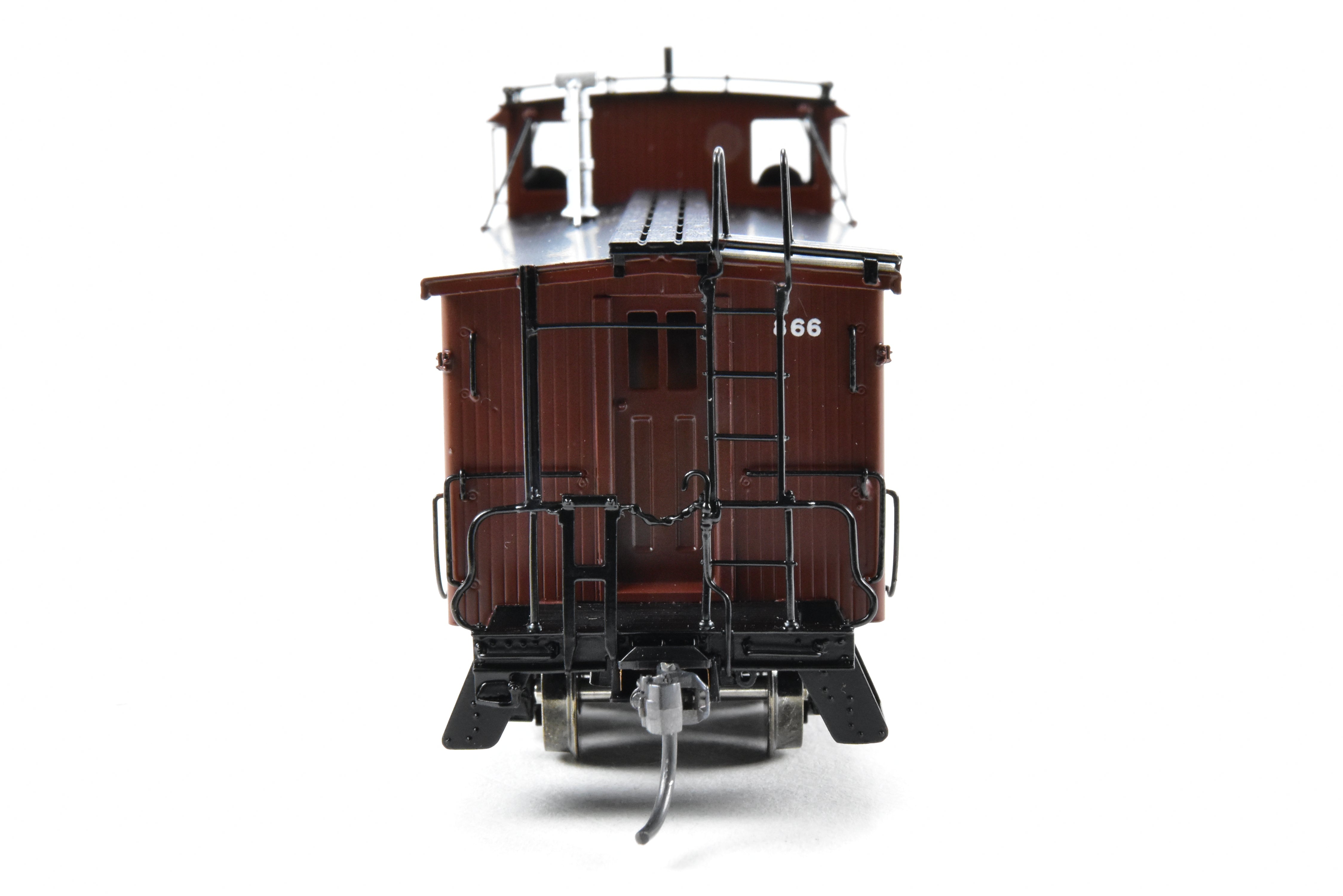 HO Scale Brass Missouri Pacific Wood - Side Caboose Model by Overland Models, Inc. with Angled Braces on Cupola and Antenna on Roof, Model Number #866R