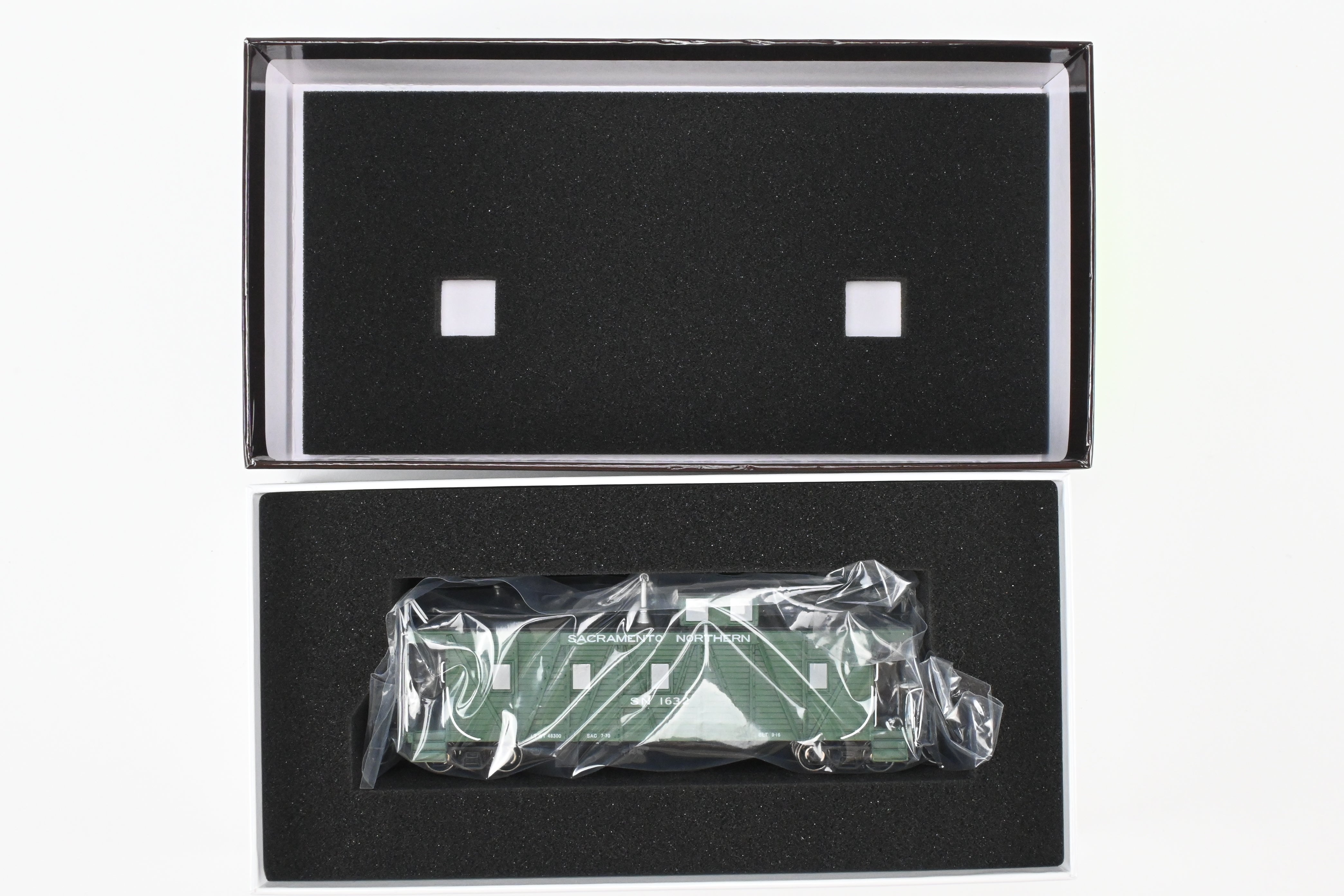 New HO Scale Brass Sacramento Northern Caboose #1632, Square End, FP Green
