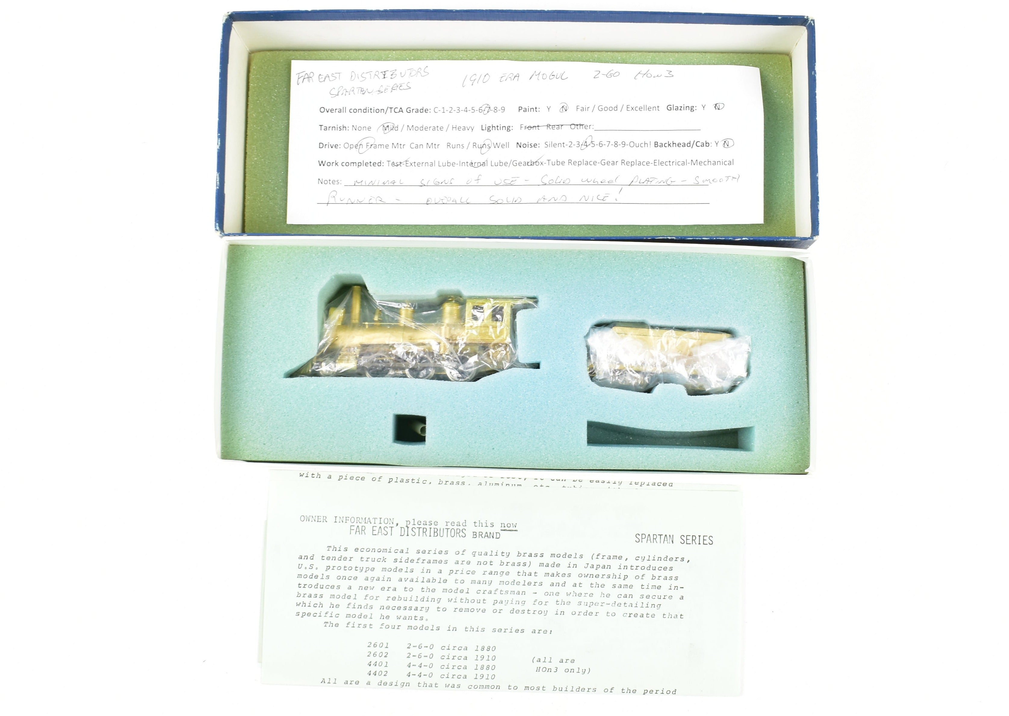 HOn3 Brass 1910 - Style Narrow Gauge Mogul 2 - 6 - 0 by Far East Distributors