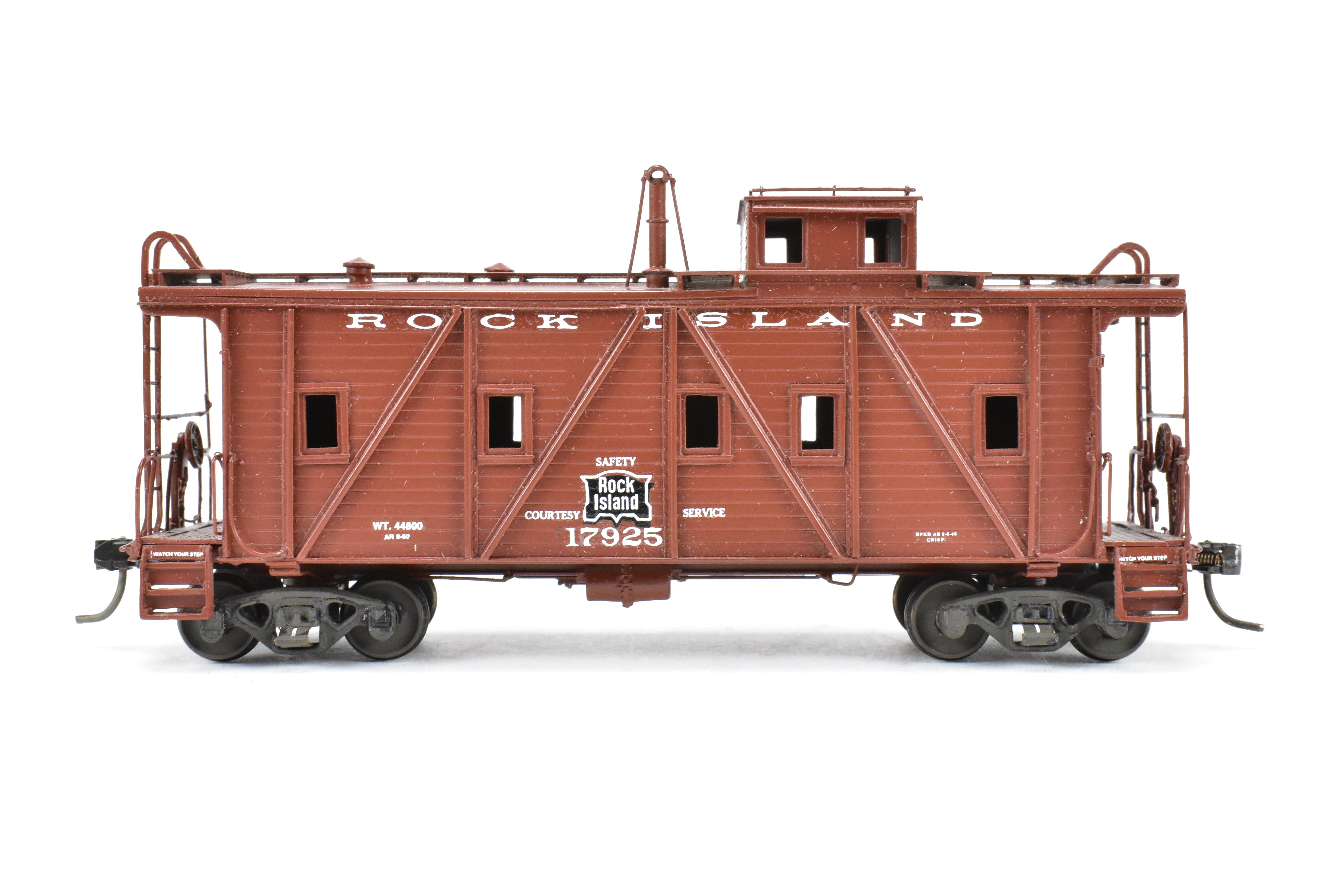 HO Scale Brass Model Train - Overland Models, Inc. (OMI) CRI&P - Rock Island Outside Braced Wood Caboose CP No.17925 with Replacement Trucks