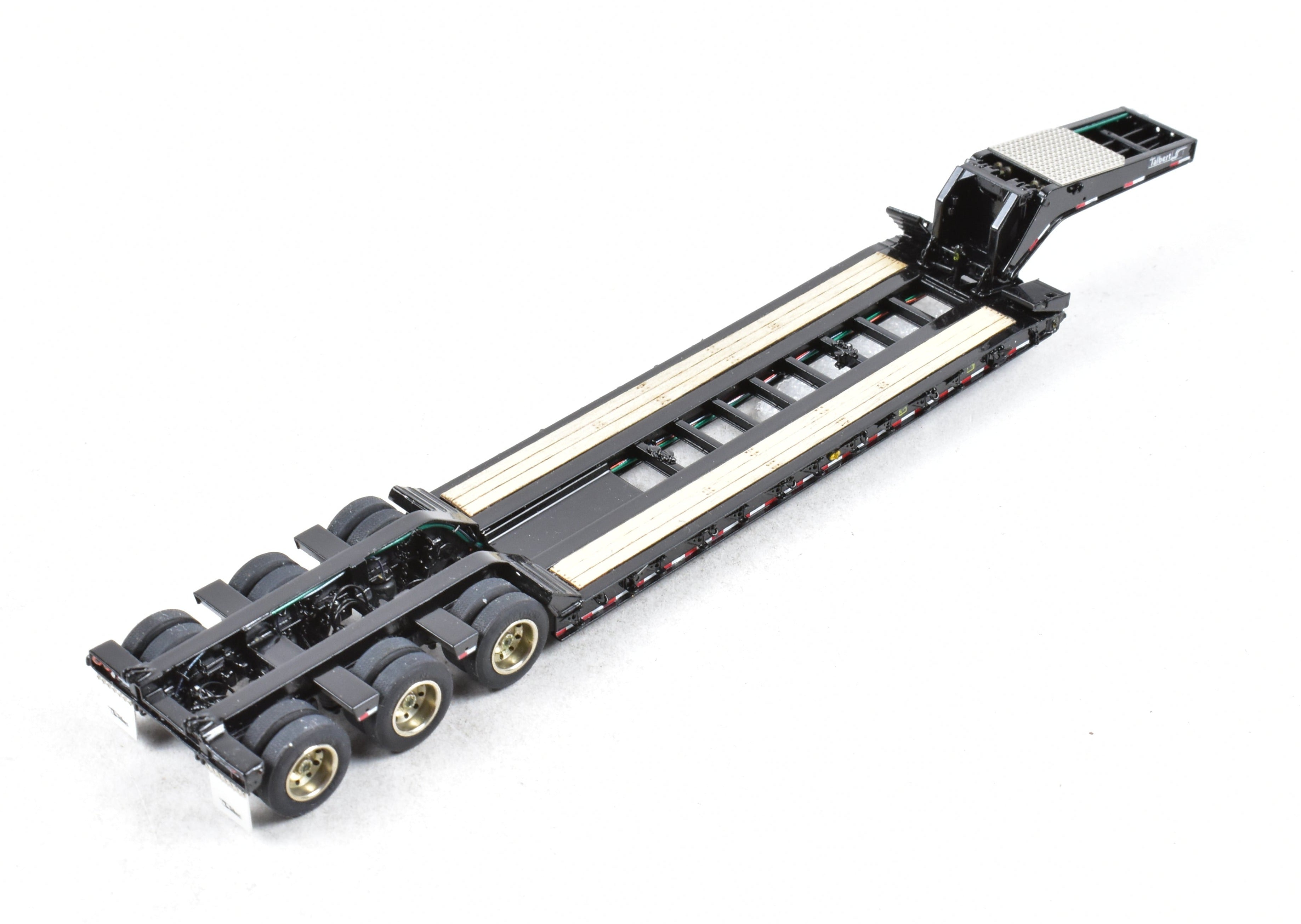 High - Quality HO Scale Brass Construction Classic Mint Collectibles Talbert 55SA Low Boy Trailer in Factory - Painted Black Finish for Model Enthusiasts