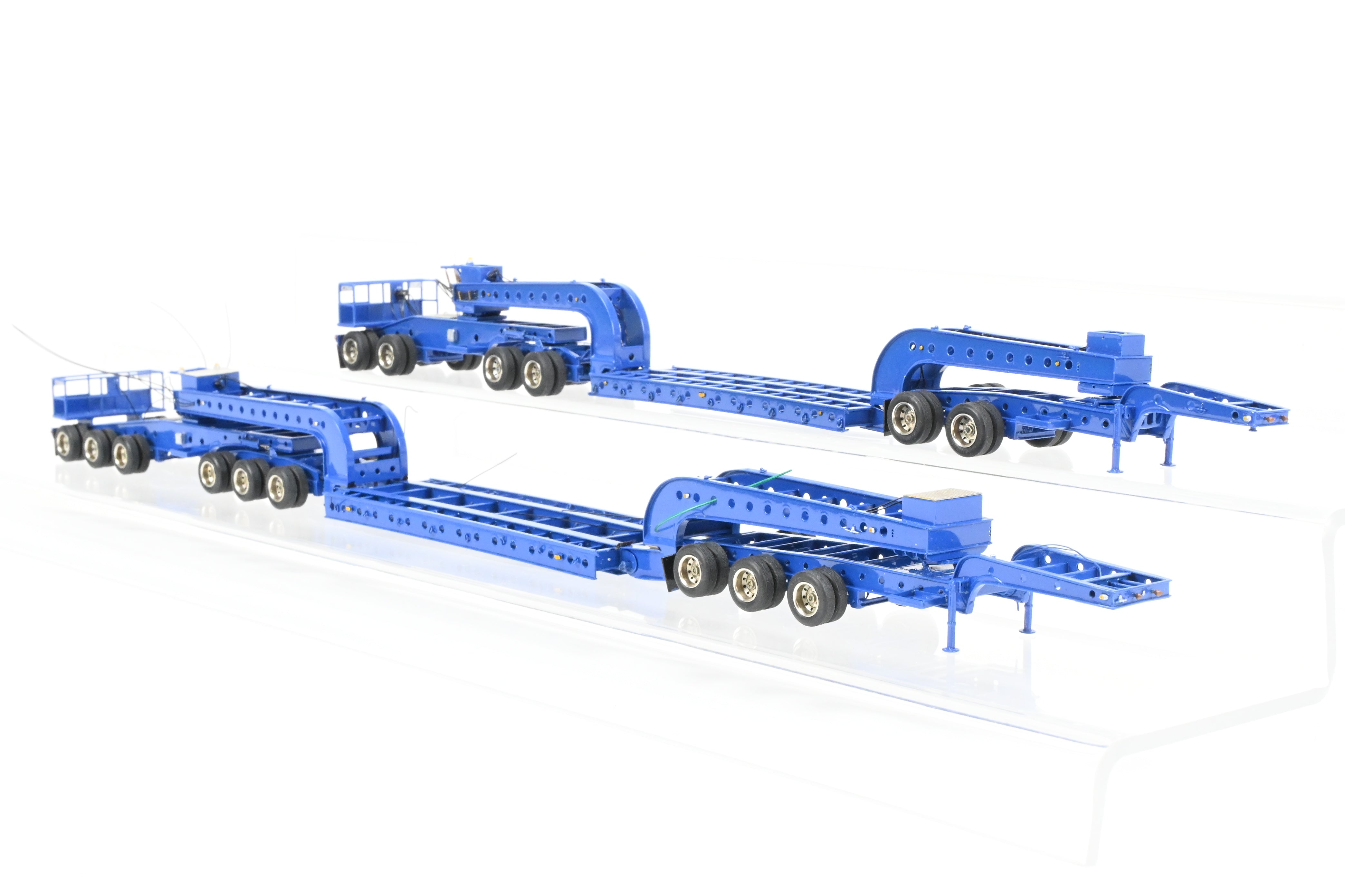 HO Scale Brass Construction OMI - Overland Models, Inc. Nelson Miller Transfer Extremely Rare One-of-a-Kind Pilot Models of 6-Axle and 9-Axle Heavy Haul Trailers in FP Blue, Never Produced