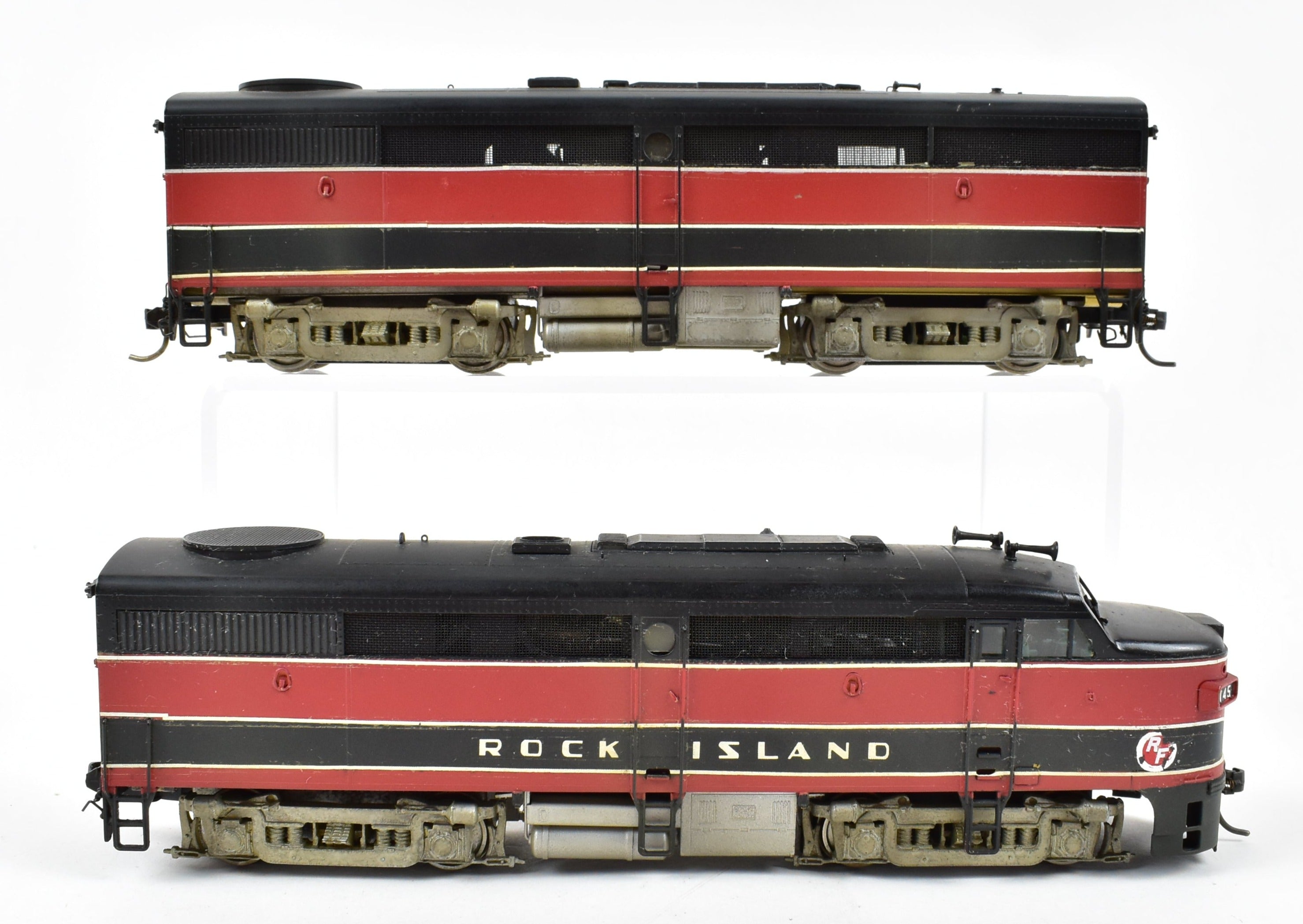 HO Scale Brass Model Train Key Imports CRI&P - Rock Island l ALCO FA-1/FB-1 Set Phase II CP and Weathered Version No. 145