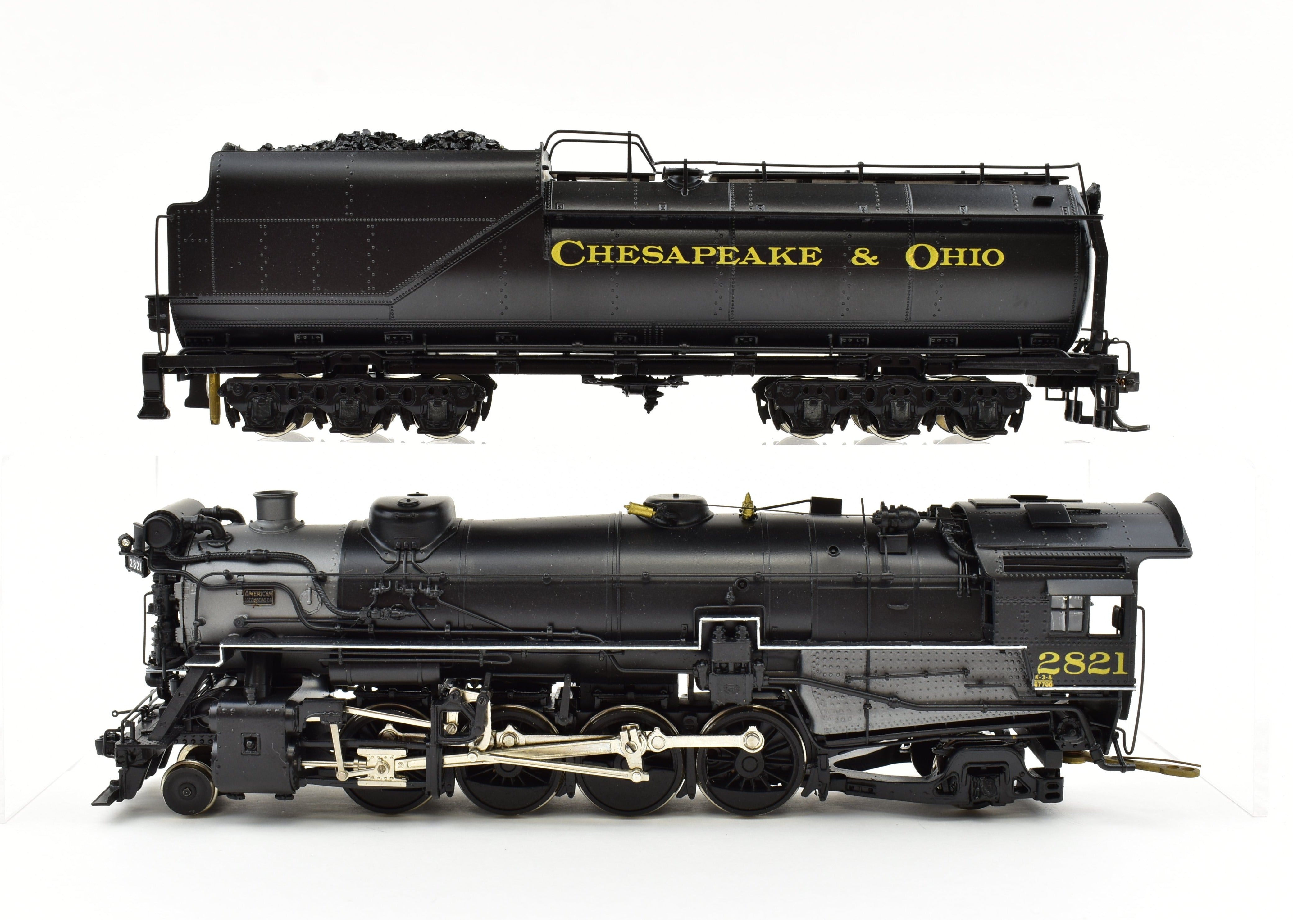 Highly Detailed HO Scale Brass Pacific Fast Mail Model - United C&O Chesapeake & Ohio 2-8-2 K-3 Mikado Crown Model with Pro-Paint #2821 from 1978