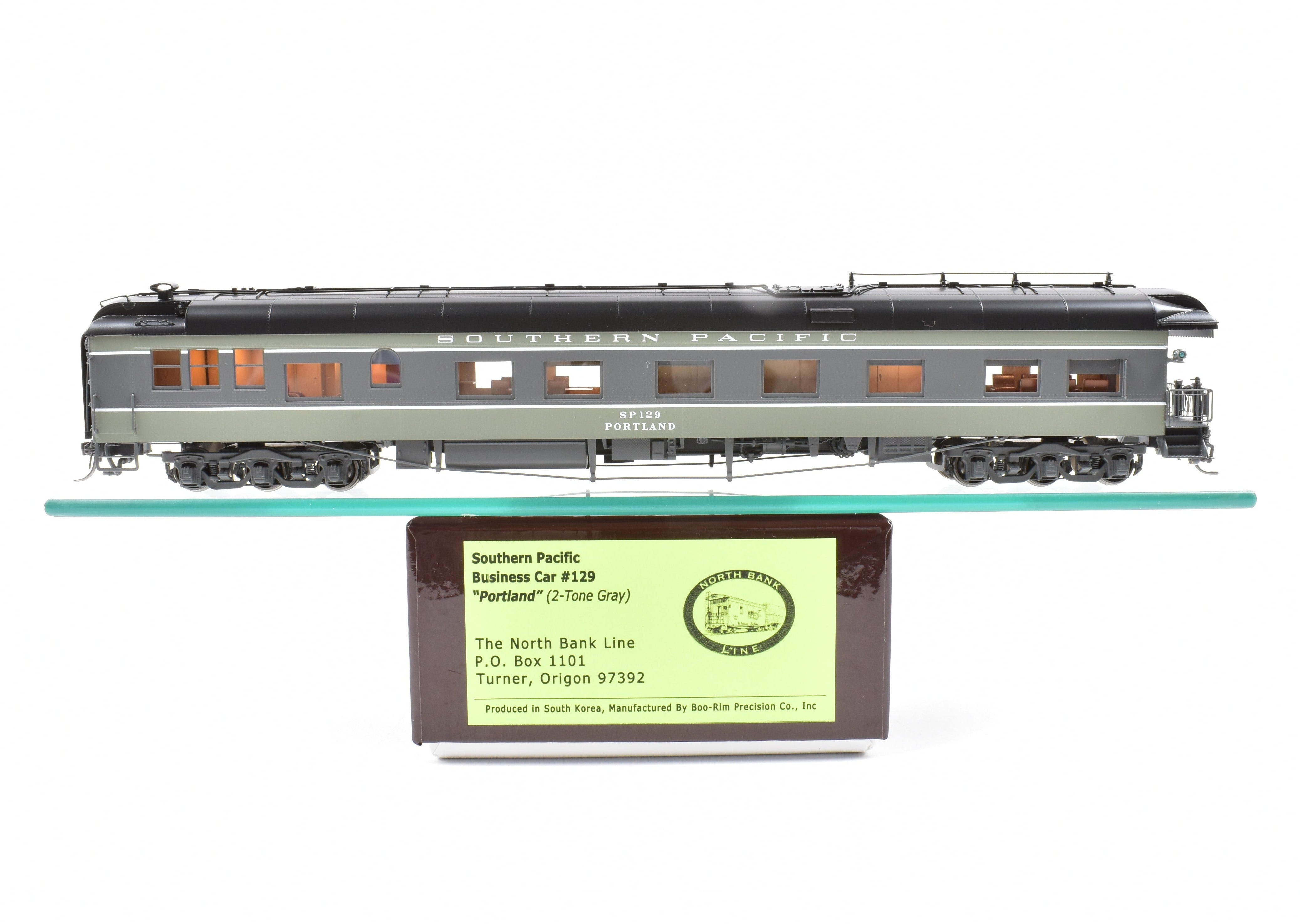 HO Scale New Brass Business Car: Southern Pacific #129 Two-Tone Grey