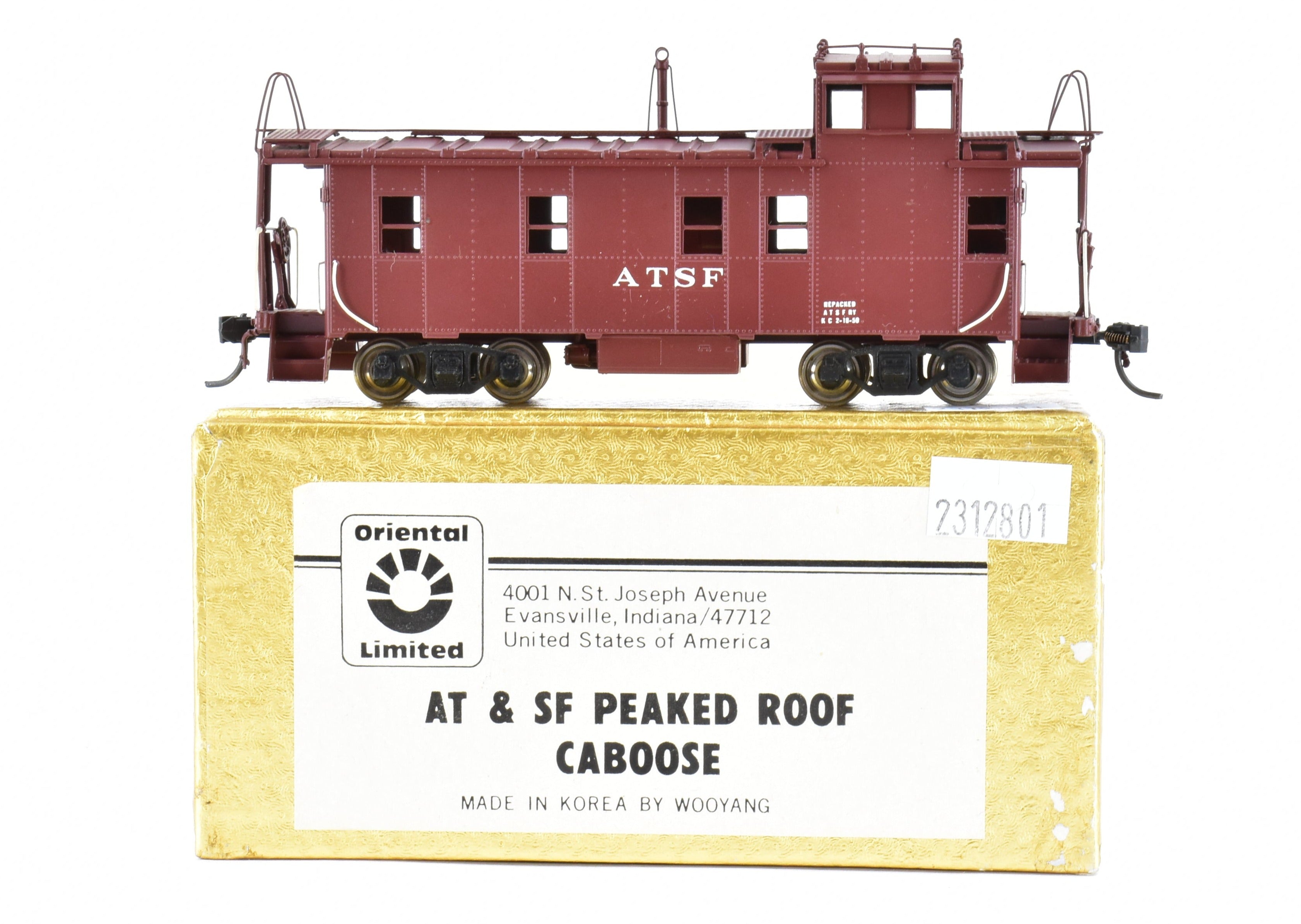 HO Brass Oriental Limited ATSF Santa Fe Custom Painted Peaked Roof Caboose