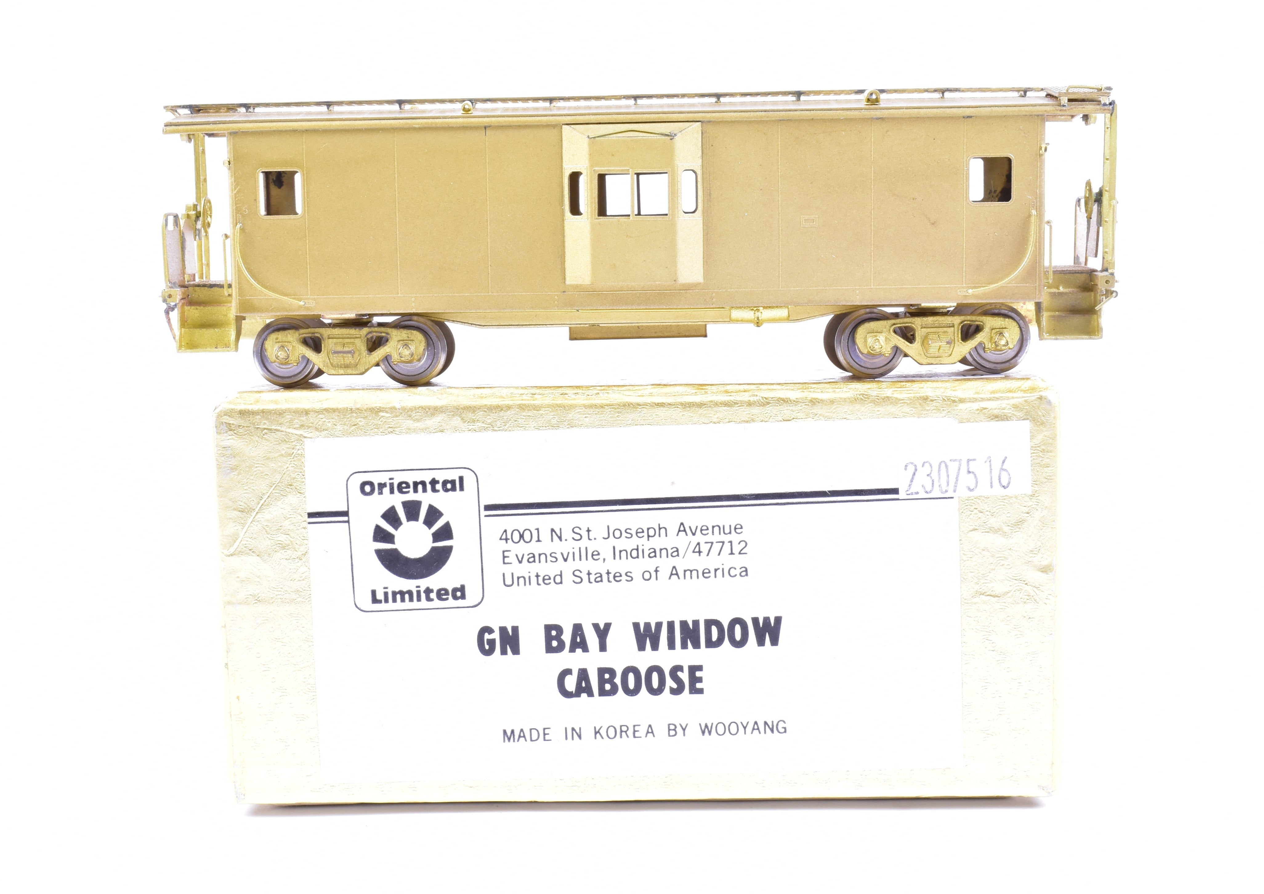 HO Scale Brass Model of the Oriental Limited Great Northern Bay Window Caboose