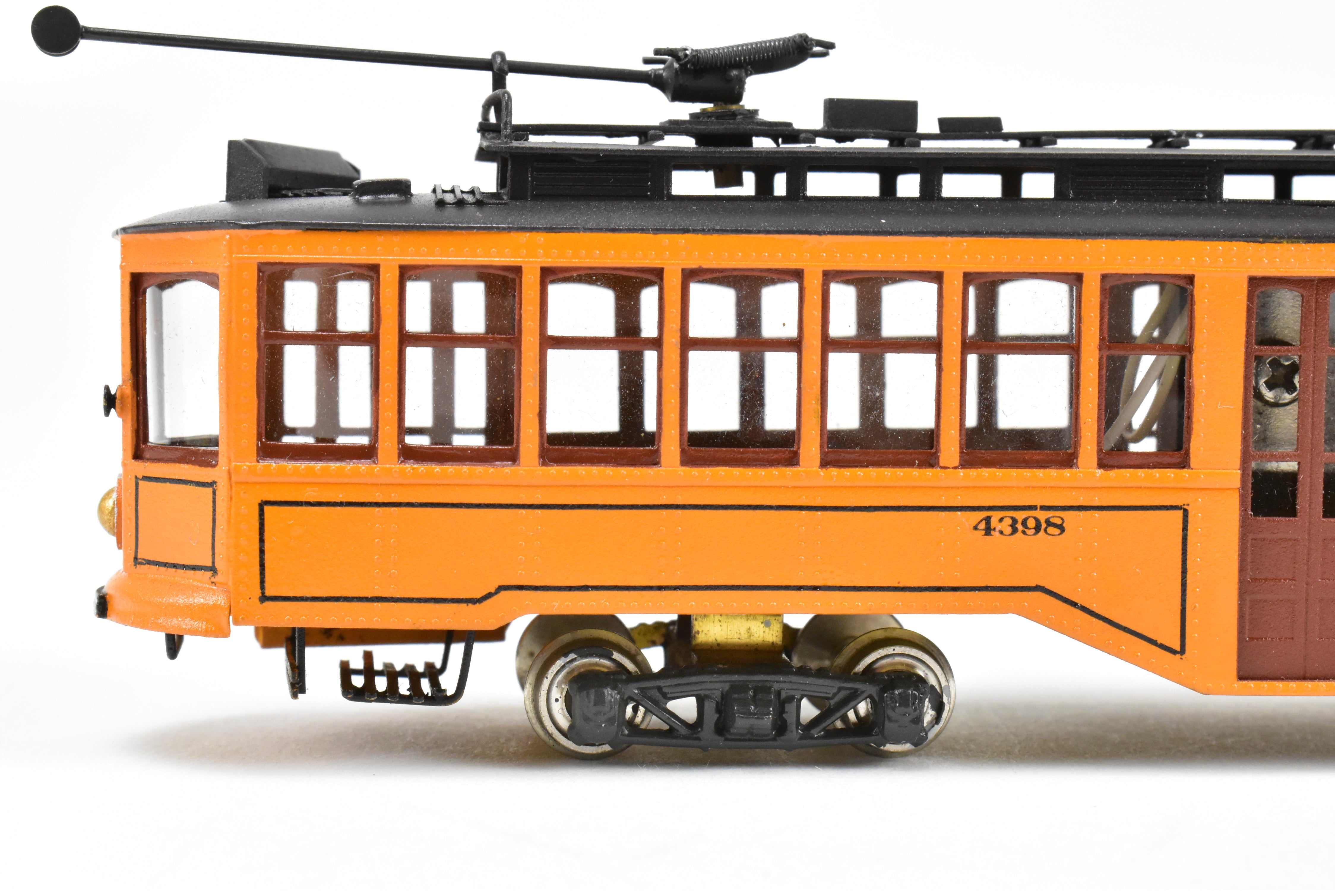 HO Scale Brass Custom-Painted Double-Ended Pittsburgh Railway Co. Jones Trolley Car #4398