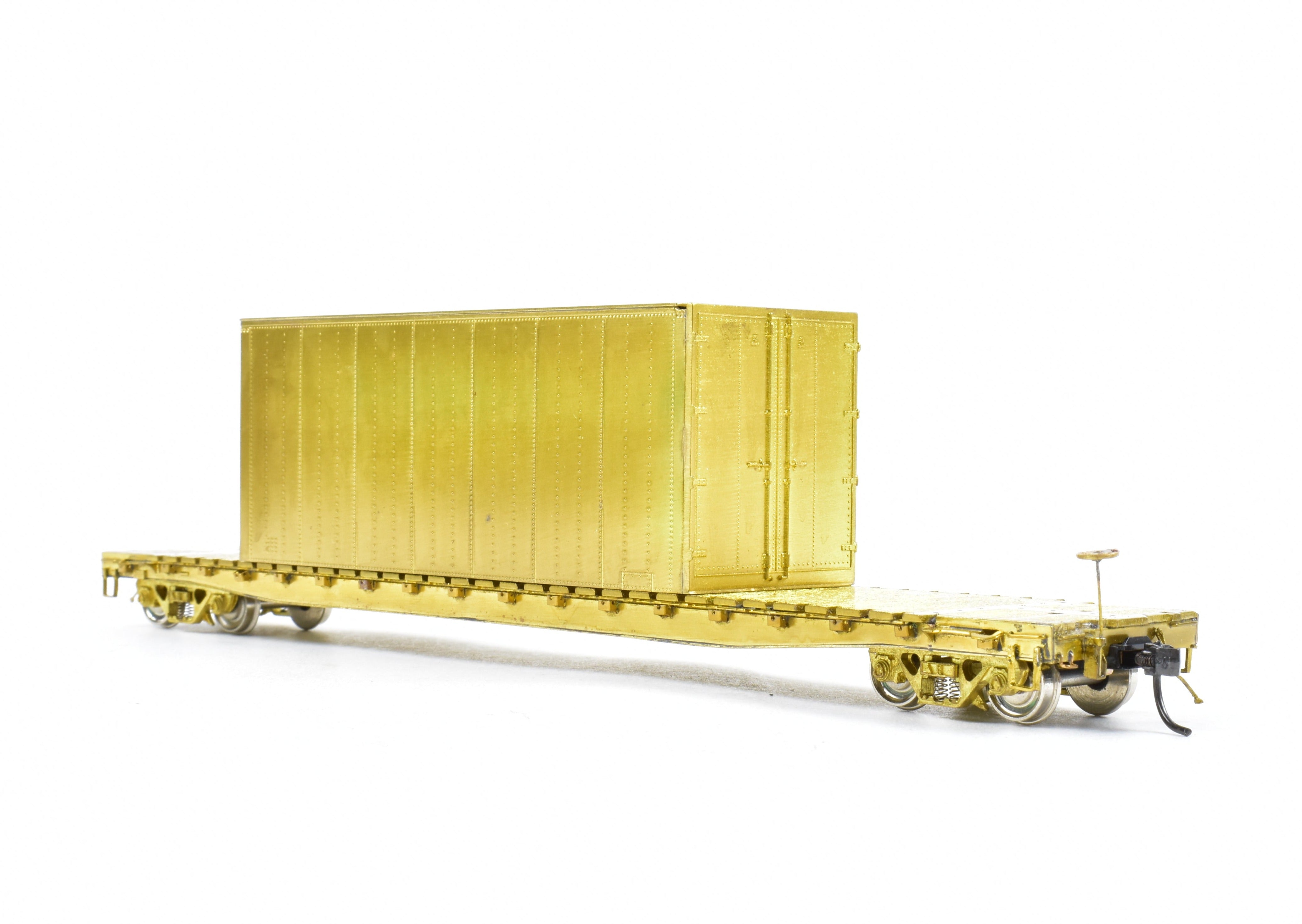 HO Scale Brass Model Railroad Car - Overland Models, Inc. Union Pacific Class F - 70 - 15 65 - foot Idler Flat Car with Container
