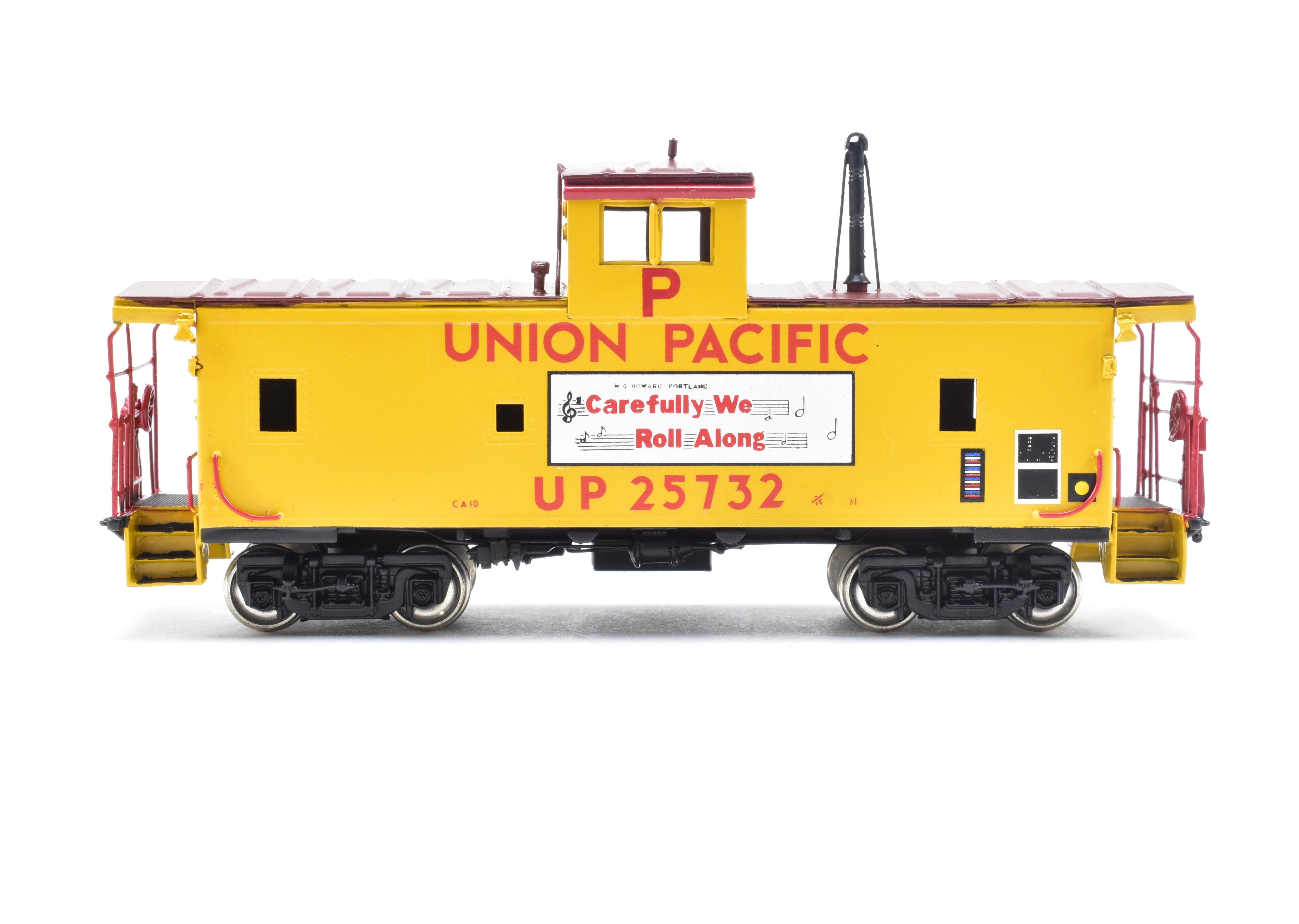 HO Scale Brass Union Pacific CA - 10 Caboose Model by Overland Models, Inc. (OMI) with Custom Paint and Slogan #25732